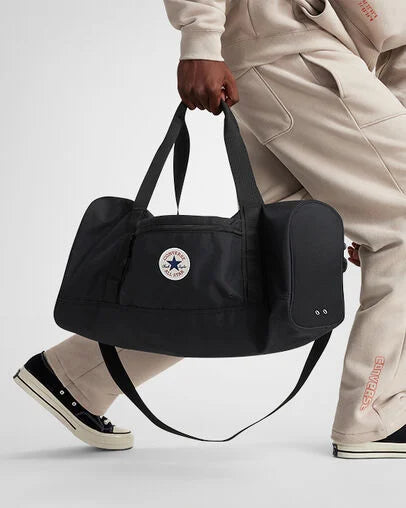 Converse Go 2 Black Duffle Bag - Waterproof Travel Gym Bag for Men & Women - Perfect for Workouts, Travel, and Everyday Use