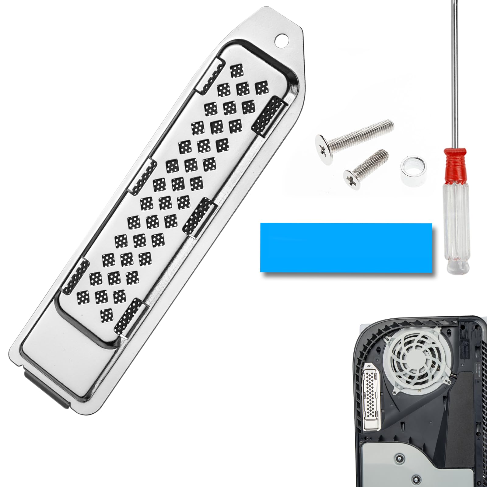 PS5 M.2 SSD Cover & Heatsink Kit - SSD Extension Slot Cover, Replacement Screws, Screwdriver & Thermal Pads - Perfect for PS5 SSD Upgrades & Gaming Performance Enhancement