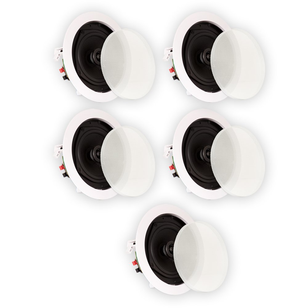 Theater Solutions TS50C In-Ceiling Speakers - 5 Speaker Set for Surround Sound & Home Theater System | Perfect for Living Room, Bedroom, and Basement Audio Setup