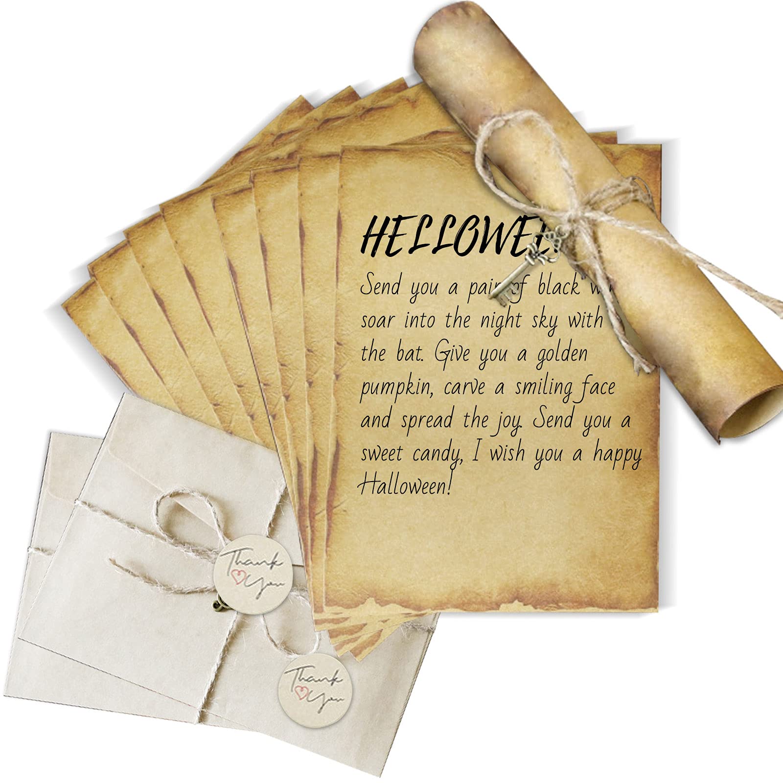 Vintage Stationery Paper and Envelopes Set - 4 Pack Aged Writing Paper with Retro Design for Letter Writing, Journaling & Scrapbooking