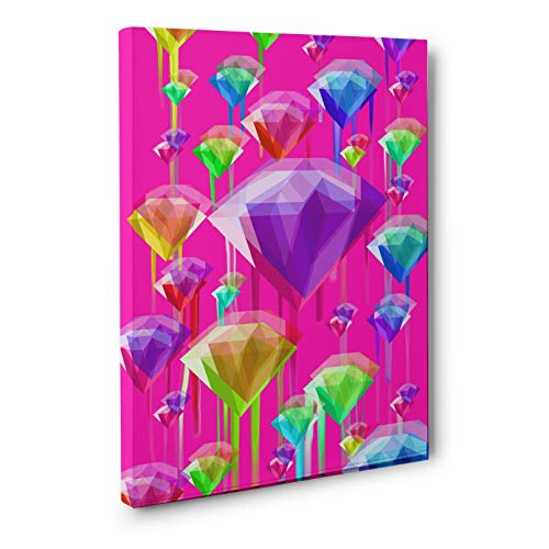 Neon Candy Diamonds Pink Canvas Wall Art - Vibrant Pop Art Decor for Living Room, Bedroom & Office | Modern Aesthetic Wall Hanging
