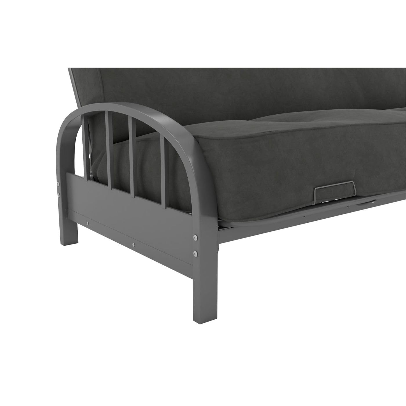 DHP Aiden Full Size Metal Futon Frame in Silver - Space Saving Convertible Sofa Bed for Small Apartments, Guest Rooms & Dorm Living