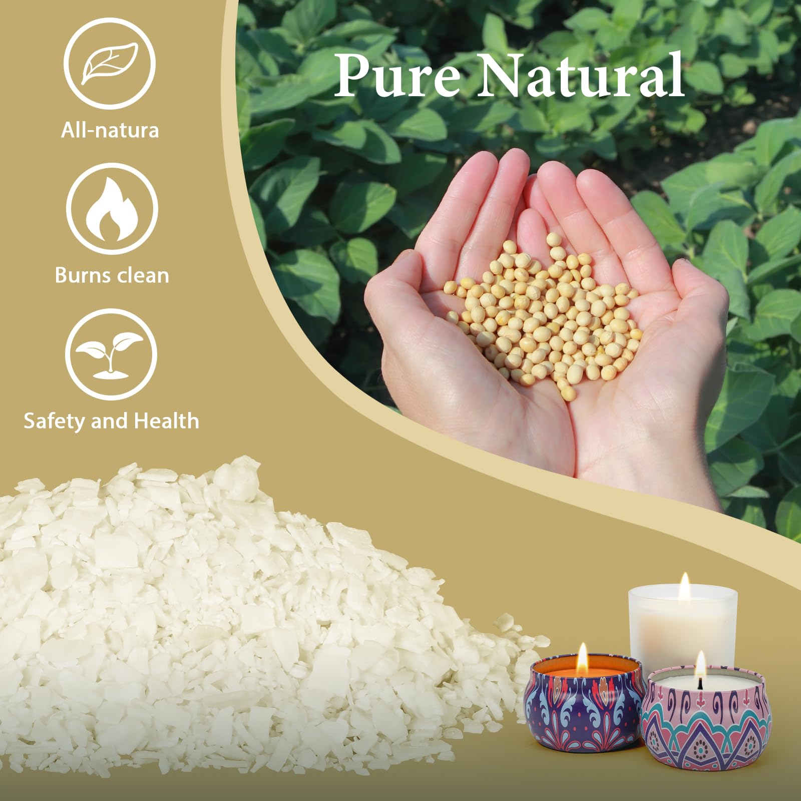 Premium 10LB 100% Pure Natural Soy Wax for Candle Making - No Additives, Vegan & Eco-Friendly Candle Wax - Perfect for DIY Candles, Wax Melts, and Home Fragrance Projects