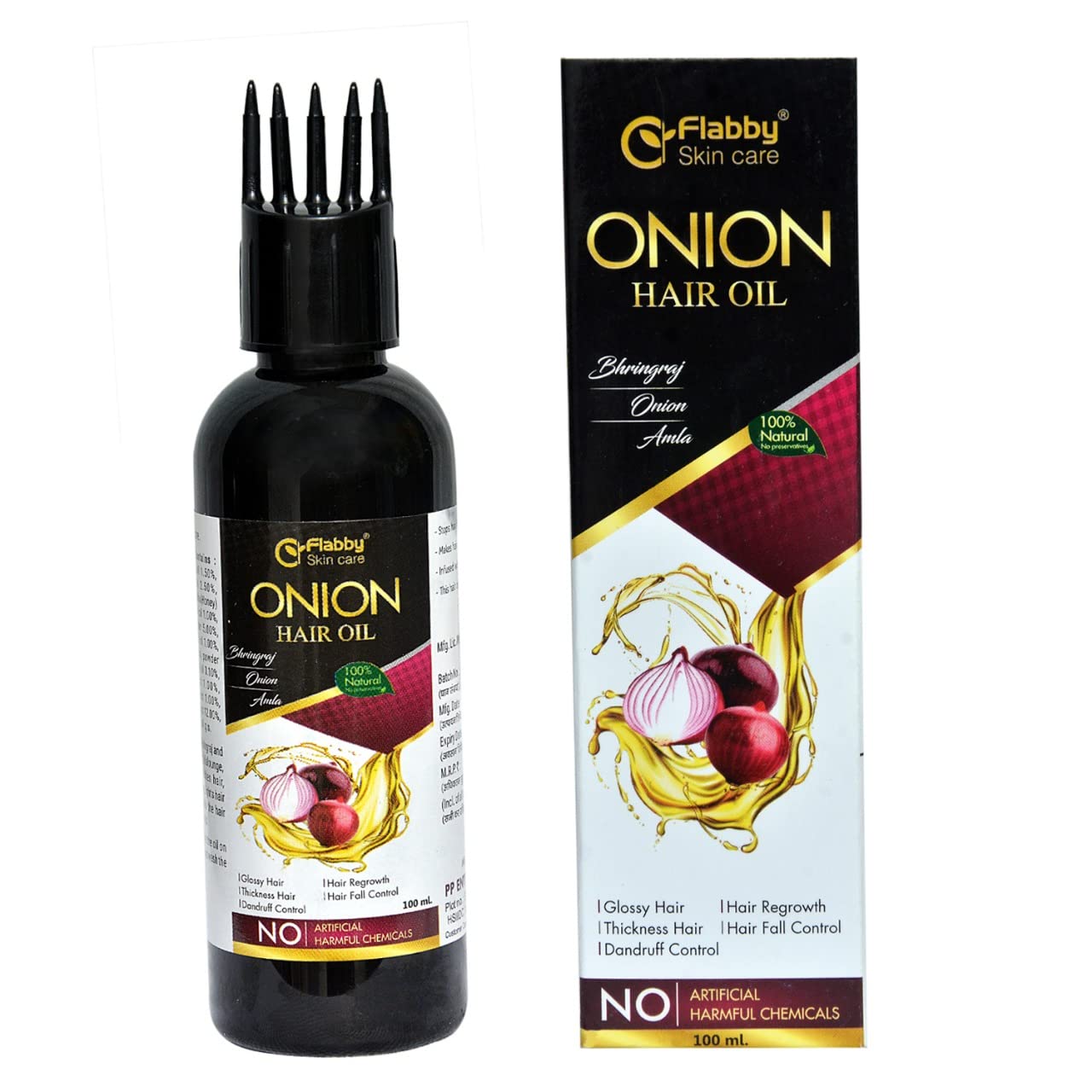 Organic Onion Hair Oil for Hair Growth & Fall Control - 100% Natural, Chemical-Free (100ml) | Promotes Thicker, Stronger Hair for Men & Women - Perfect for Daily Scalp Massage & Overnight Treatment