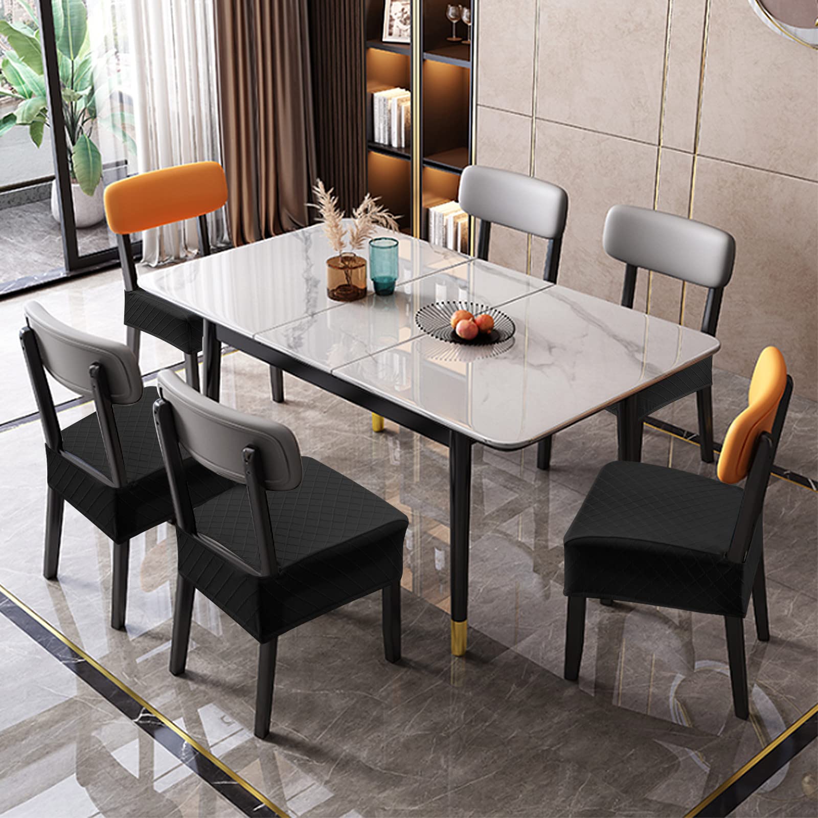 Waterproof Seat Covers for Dining Chairs - Genina Chair Slipcovers for Kitchen & Dining Room - Spill & Stain Protection for Everyday Use & Entertaining