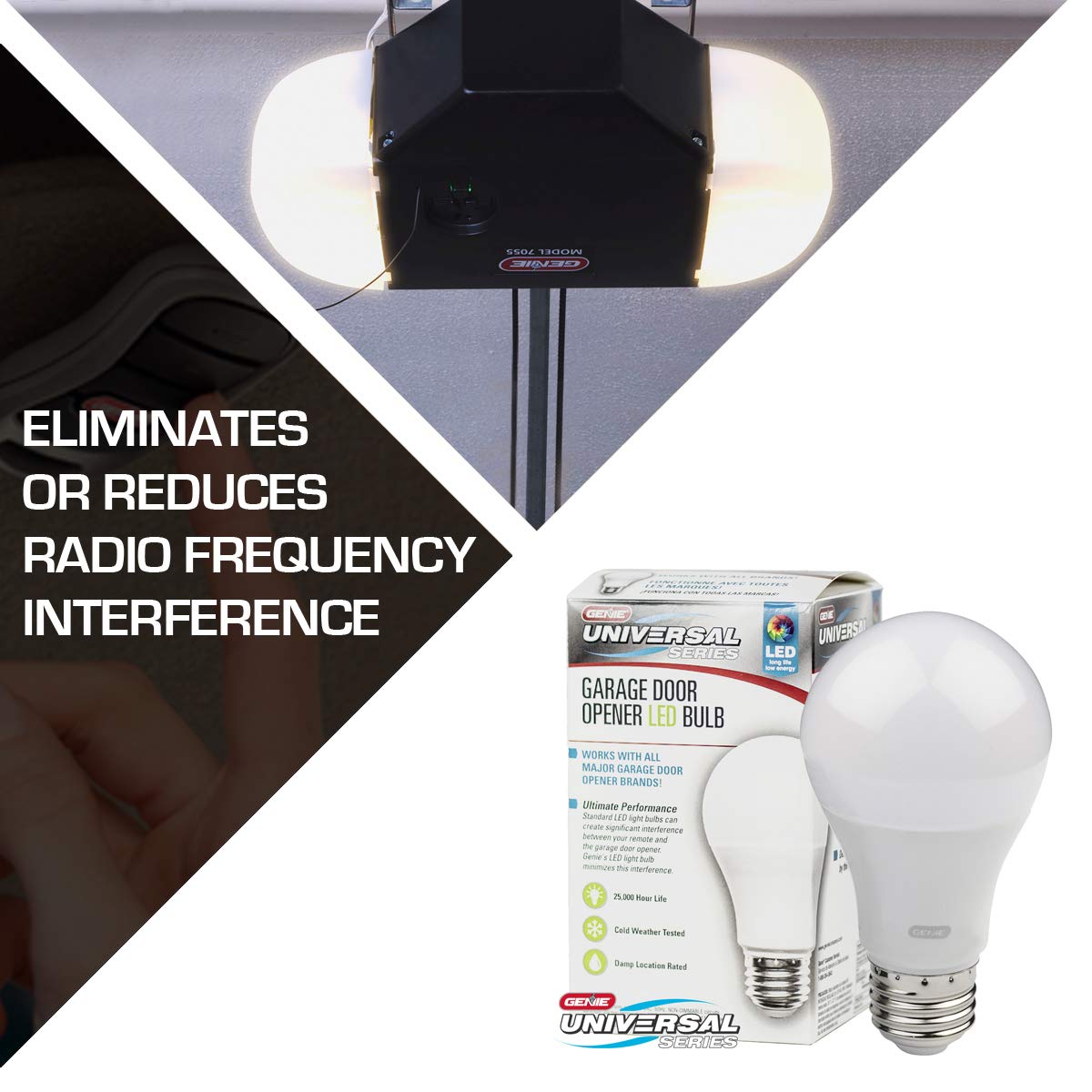 Genie GLEDB2-R Garage Door Opener LED Light Bulb - 4000K Cool White, RF Friendly - Perfect for Home Garage, Shed & Workshop Lighting