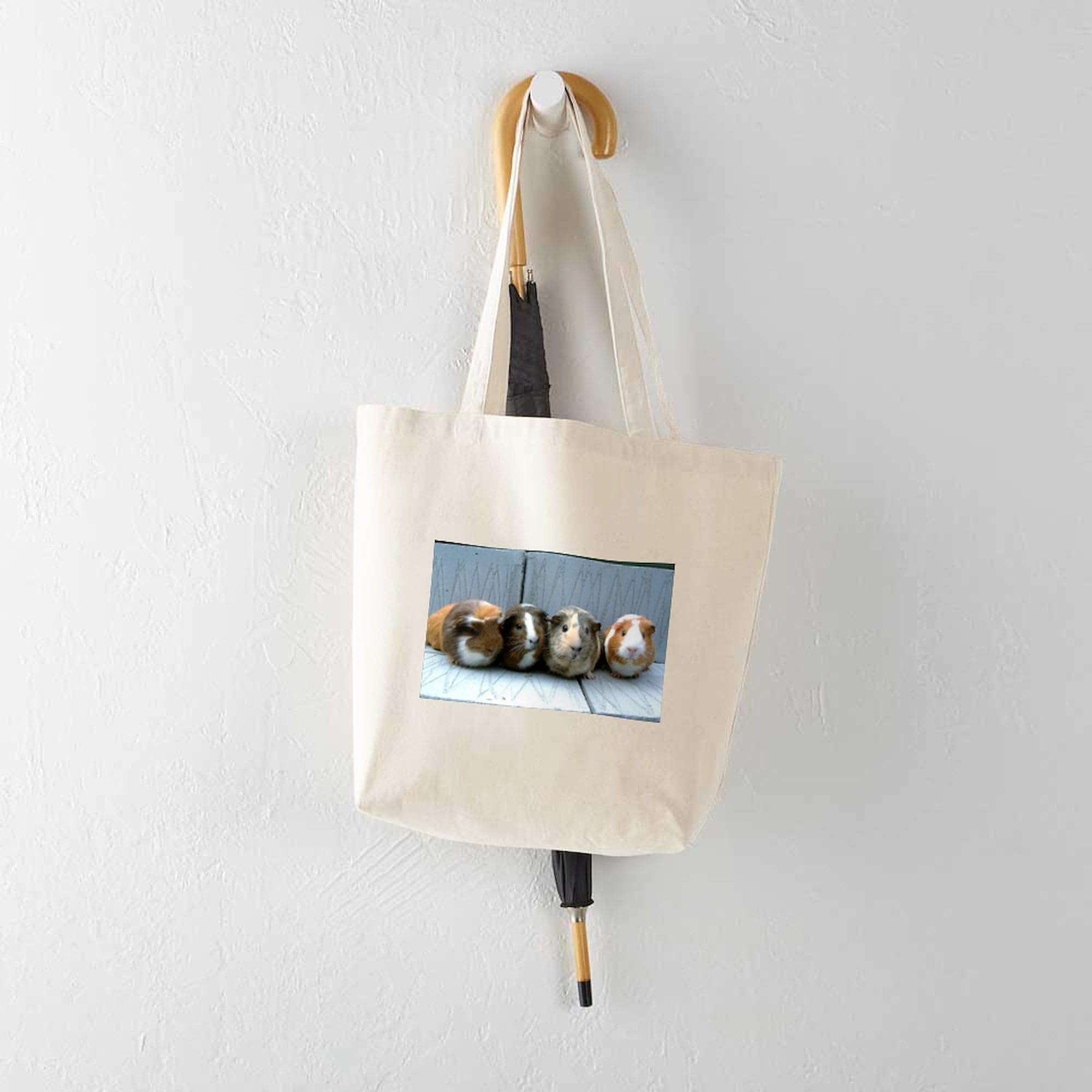 Guinea Pig Tote Bag - Natural Canvas Reusable Shopping Bag for Groceries, Beach & Everyday Use | Eco-Friendly Cotton Tote with Cute Animal Design