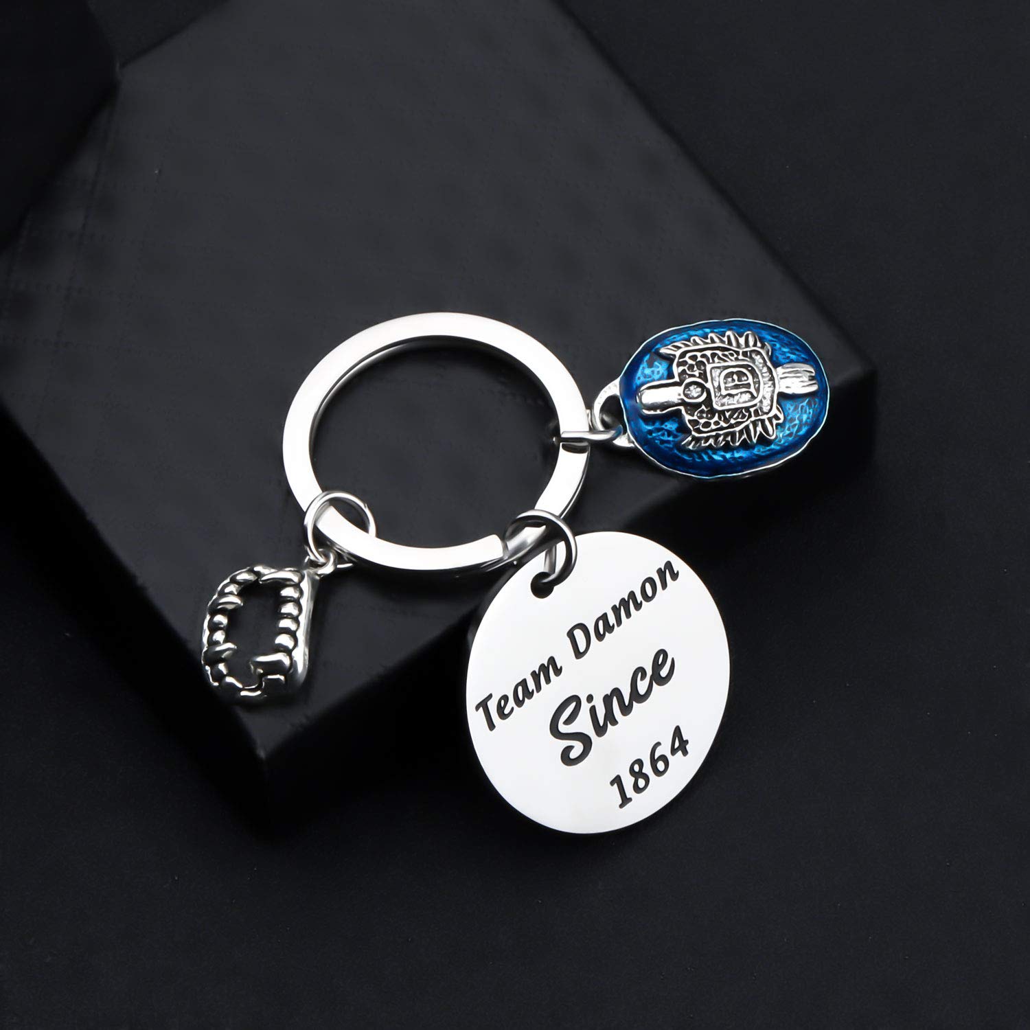 HOLLP The Originals Inspired Jewelry Team Damon Since 1864 Keychain - Perfect Gift for TV Show Fans, Vampire Diaries Lovers & Collectors - Great for Cosplay, Fan Meetings & Birthday Presents