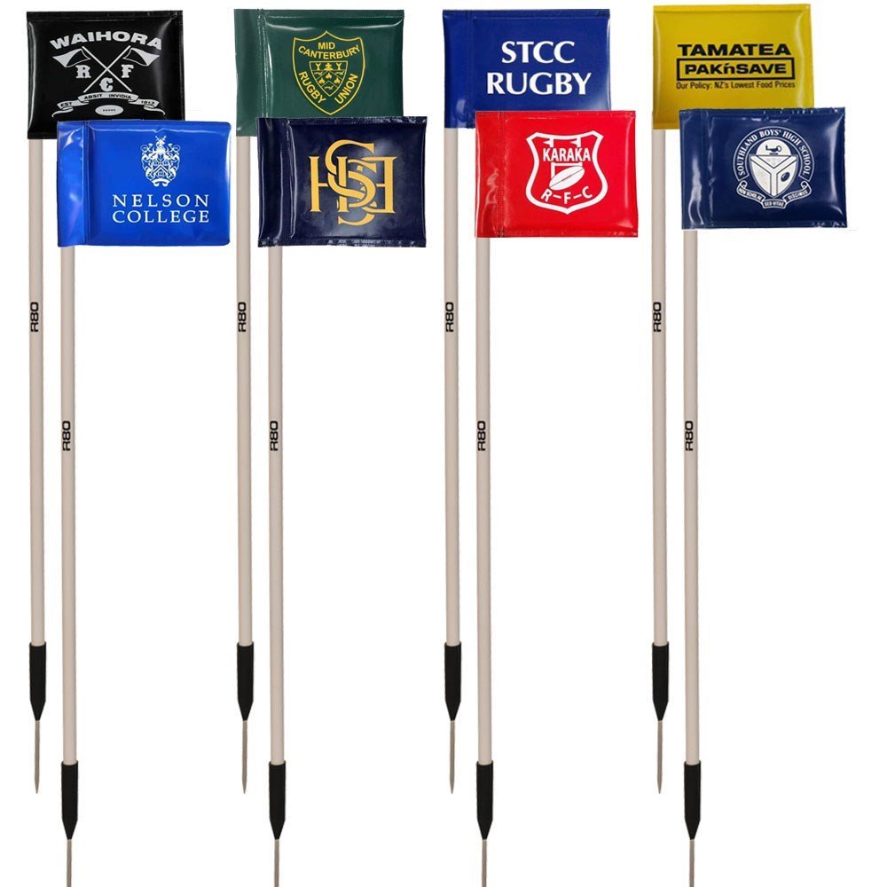 Premium Sideline Poles with Durable Printed Rigid Flags - Perfect for Football, Soccer & Sports Field Marking | Weather-Resistant for Outdoor Use