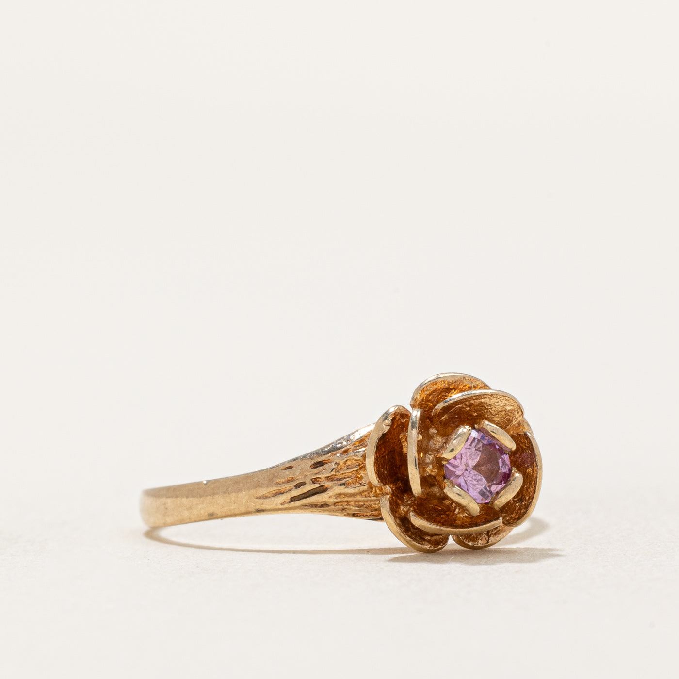 0.06ct Pink Sapphire Flower Ring - Size 5.25 - Synthetic Gemstone Jewelry for Women - Perfect for Valentine's Day, Anniversary & Special Occasion Gifts