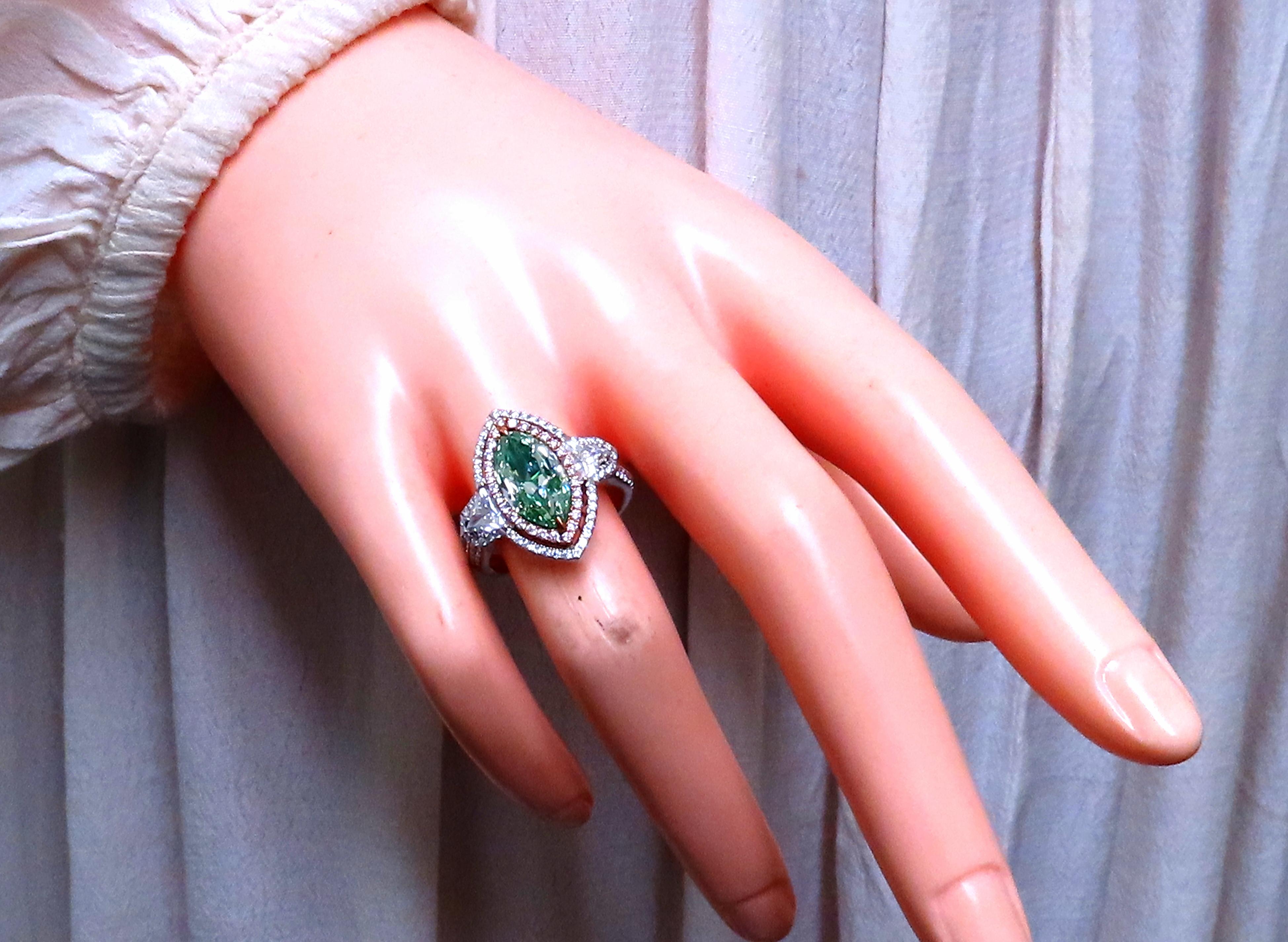GIA Certified 3.06 Carat Natural Green Diamond Engagement Ring in 18K Gold Halo Setting - Perfect for Proposals, Anniversaries & Special Occasions