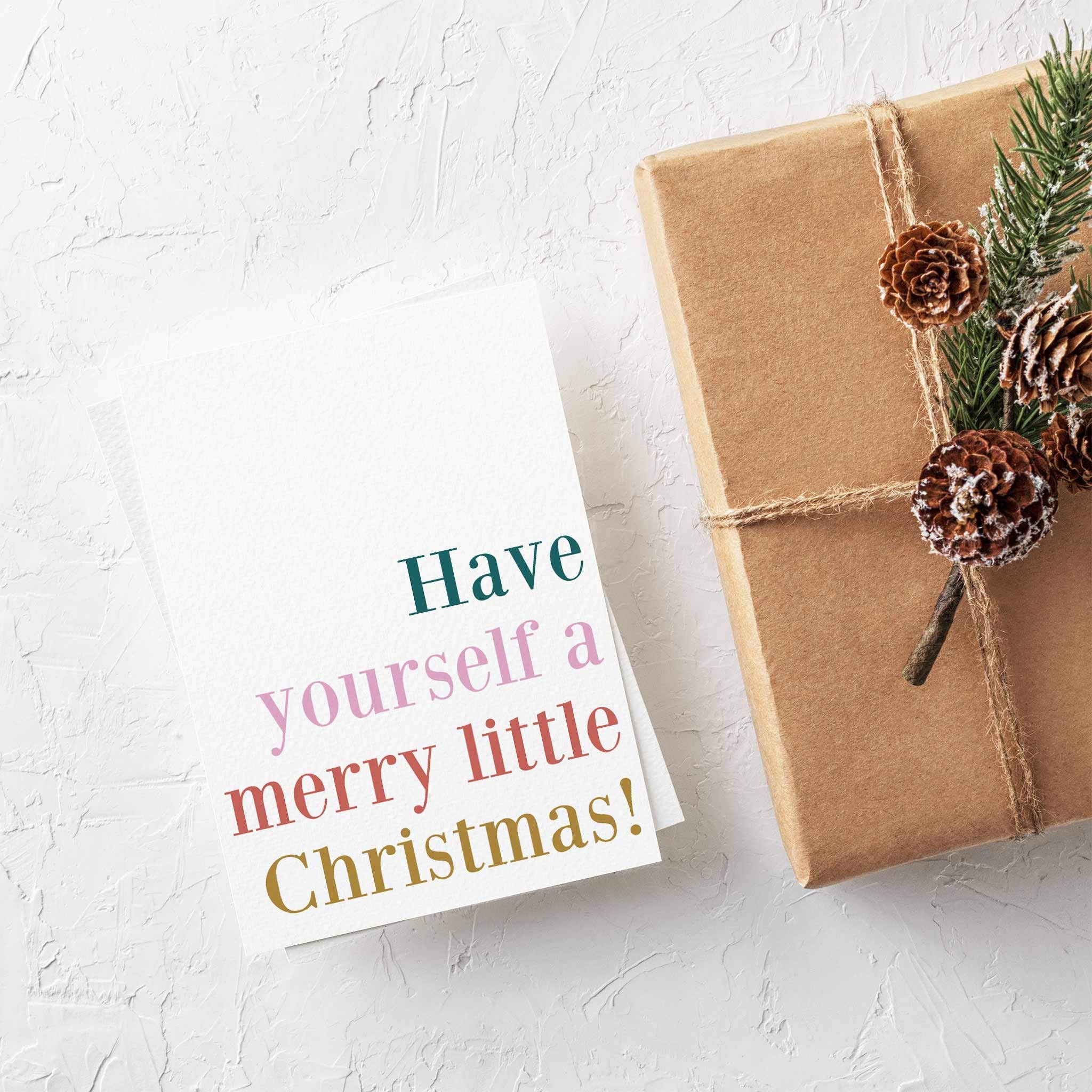 24 Premium Modern Christmas Cards with White Envelopes | Merry Little Christmas Design | Personalized Holiday Stationery Printed in USA | Perfect for Family Greetings, Office Gifts & Festive Correspondence
