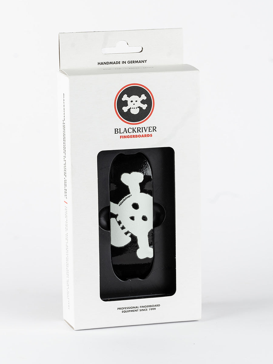 Blackriver Fingerboard Deck - Glow in the Dark Skull Design | Professional Finger Skateboard for Tricks & Practice | Perfect for Skateboard Enthusiasts & Collectors