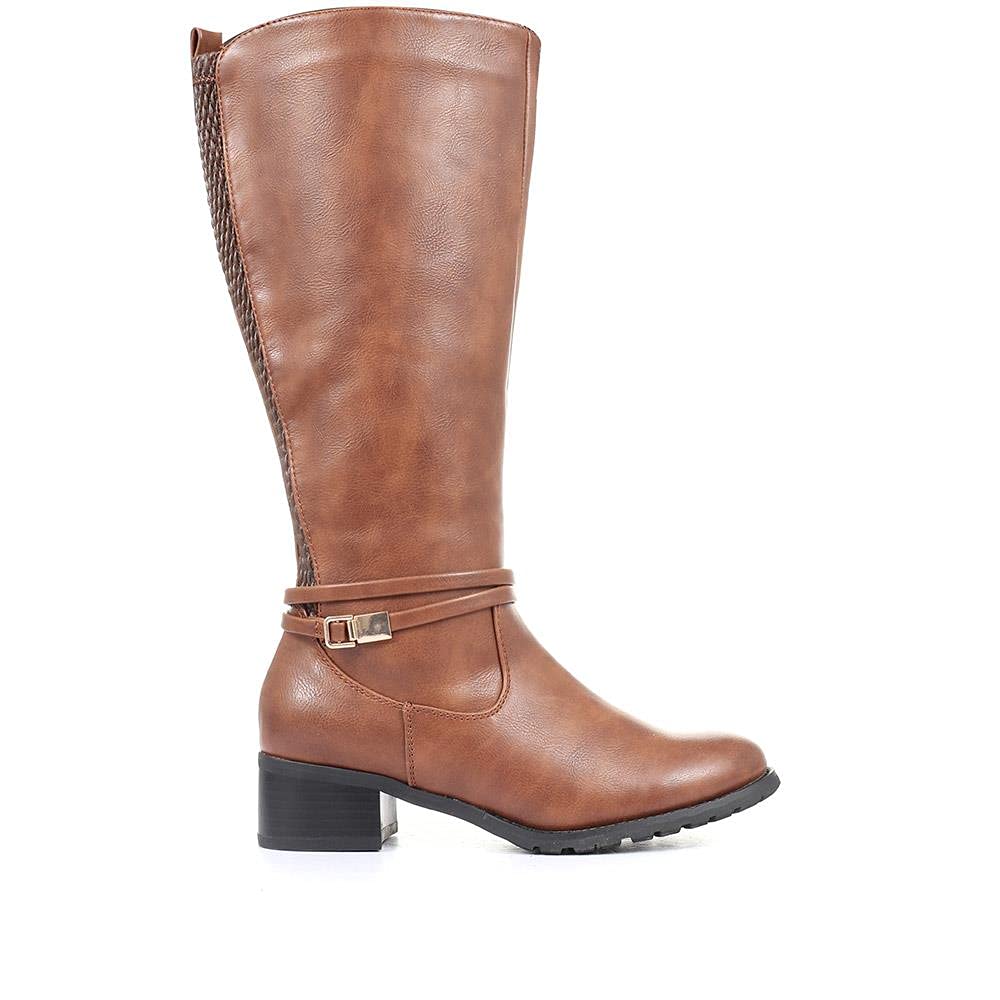 Women's Knee-High Zip Boots - Soft Lined Comfortable Riding Boots with Stretch Panels & Adjustable Ankle Straps - Casual Winter Boots for Women - Perfect for Horseback Riding, Motorcycling & Everyday Wear