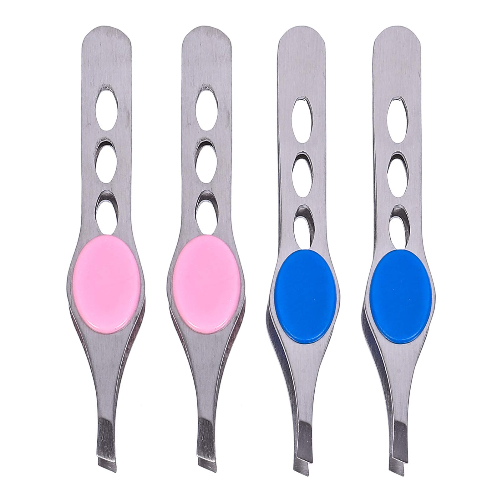 FOMIYES 4Pcs Stainless Steel Eyebrow Tweezers Set - Professional Slanted & Pointed Tweezers for Hair Removal, Grooming, Shaping - Perfect for Eyebrows, Facial Hair, and Splinters (Assorted Colors) - Home, Salon, Travel Essential Beauty Tools