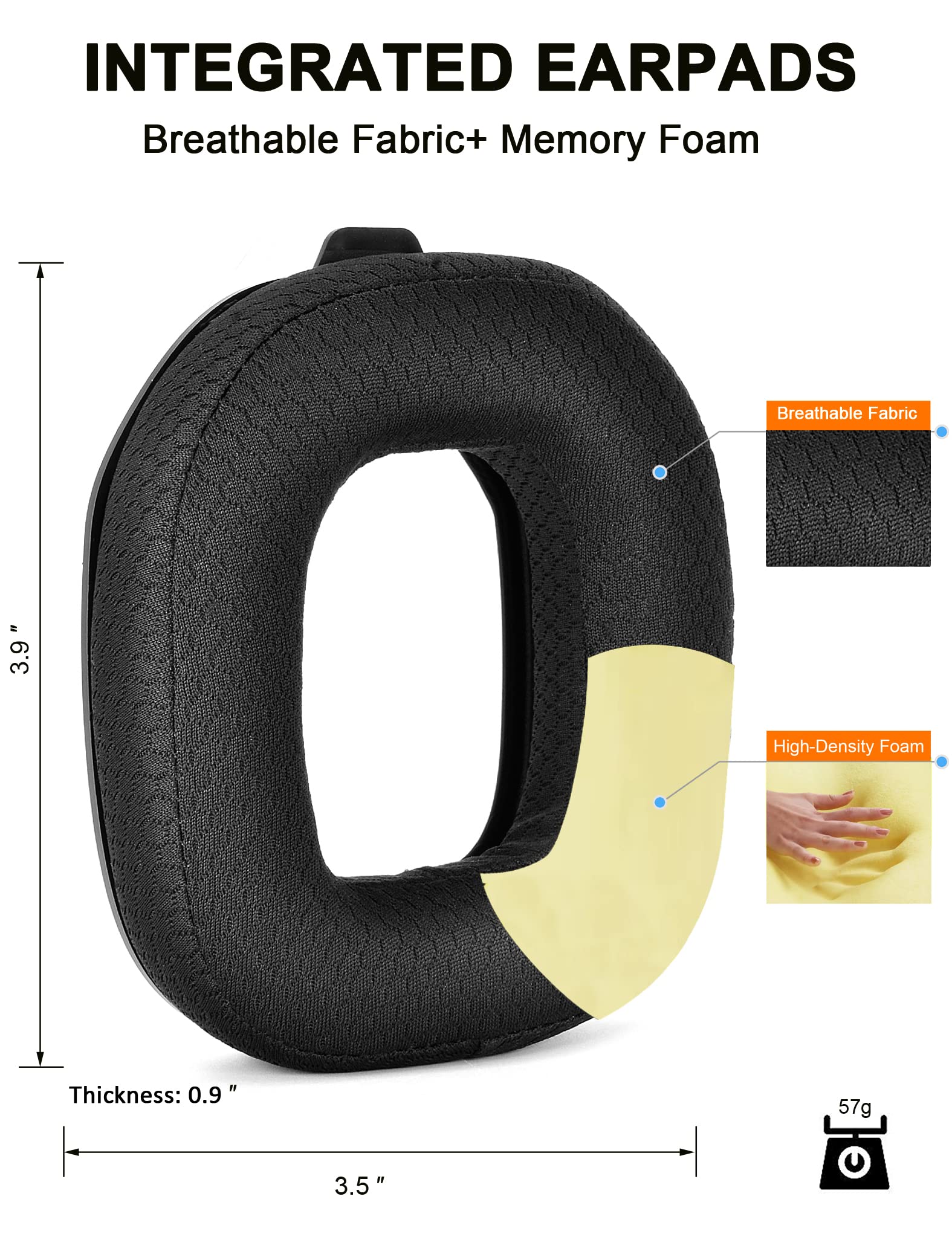 Defean Replacement Earpads & Headband for Astro A50 Gen 3 Headset - High-Density Noise Cancelling Foam Ear Cushions with Added Thickness (Black Breathable Fabric) - Perfect for Gaming, Streaming & Long Wear Comfort