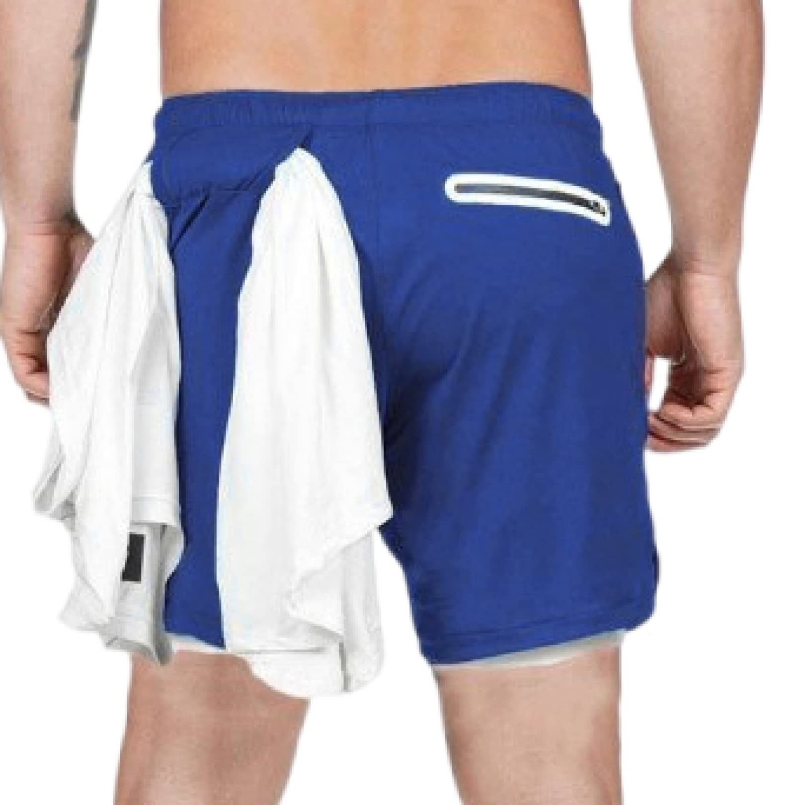 ChyJoey Men's 2-in-1 Running Shorts with Phone Pockets & Towel Loop - Lightweight Gym Workout Athletic Training Shorts for Running, Basketball, and Outdoor Sports