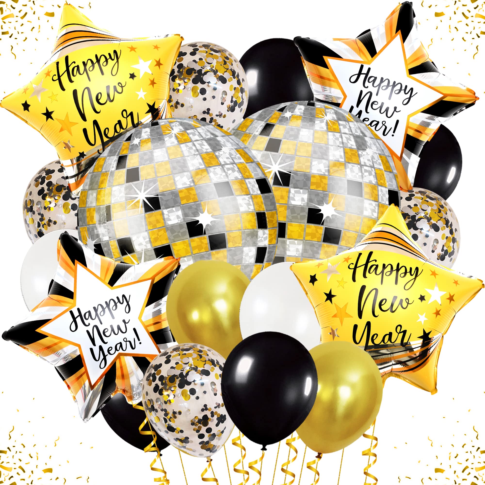 KatchOn 2025 New Year Balloons Set - 38-Piece Party Decorations for New Year's Eve Celebration | Happy New Year Decor, NYE Balloons for Home & Party Supplies | Perfect for Countdown, Photo Backdrops & Festive Decorations