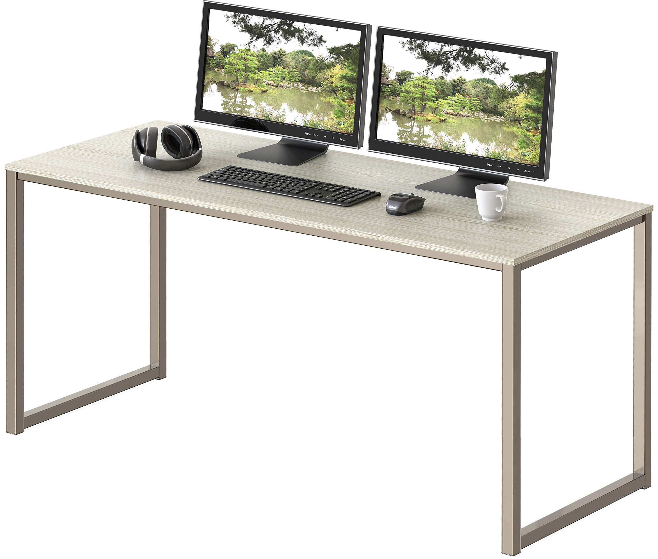 SHW Mission 48-Inch Home Office Computer Desk - Solid Maple Wood Writing Desk with Spacious Work Surface for Study, Work from Home & Gaming | Modern Ergonomic Design for Small Spaces