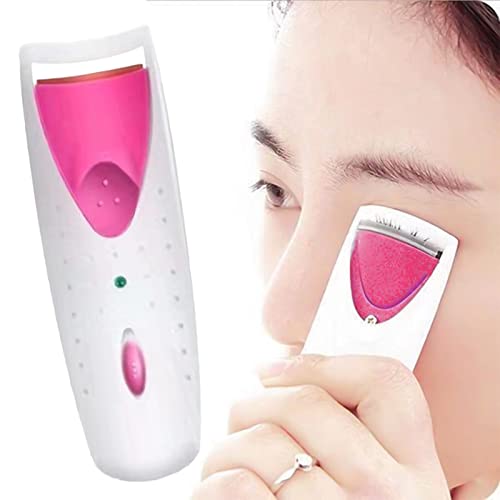 Mini Automatic Heated Eyelash Curler - Portable Electric Lash Curler with Heating Silicone Pads, Constant Temperature Control for Fast & Natural Curling (Red) | Perfect for Travel, Home Use & Professional Makeup
