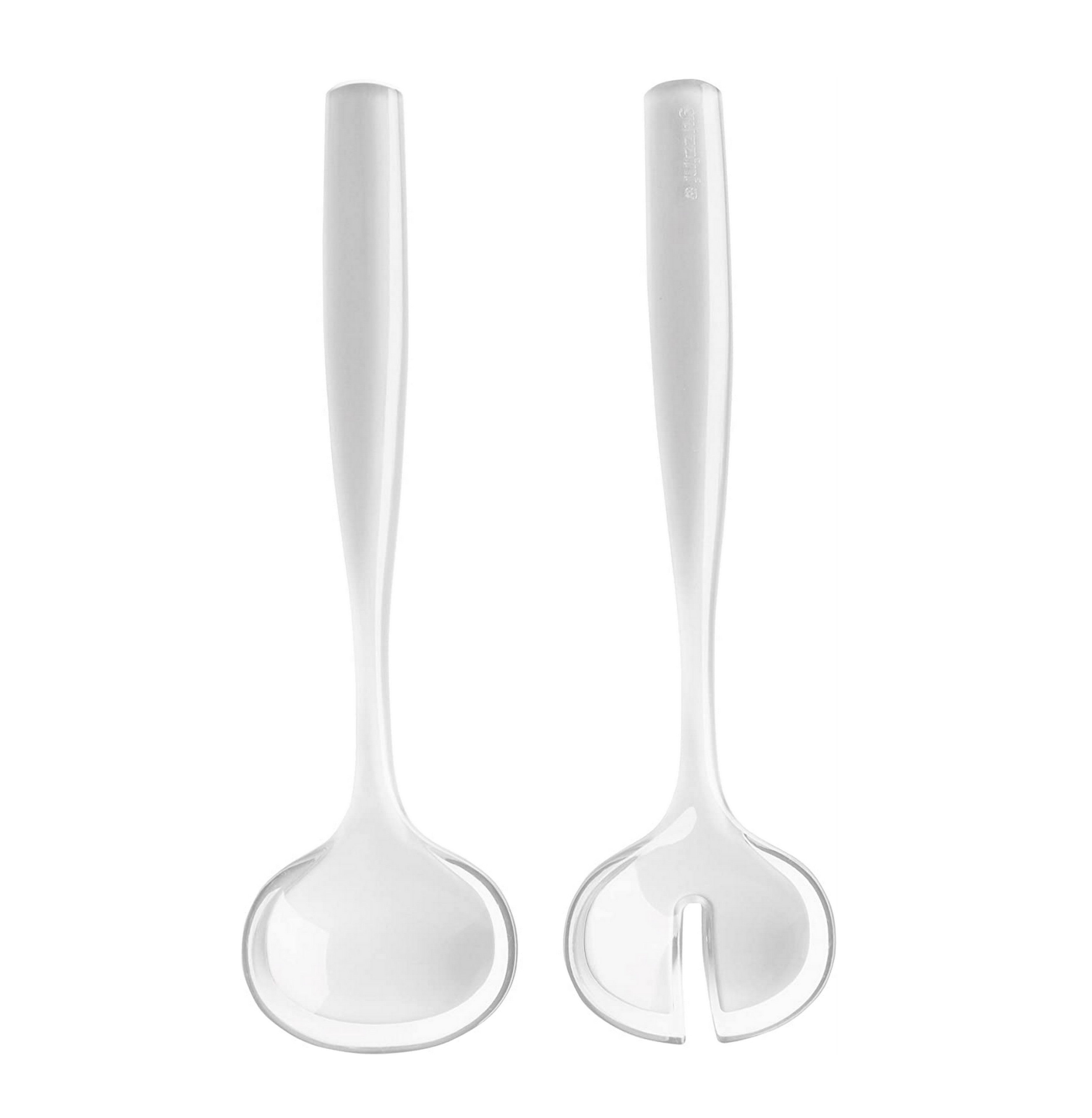 Premium Guzzini Transparent Grace Salad Servers Set - BPA-Free Plastic Serving Utensils for Fruit, Pasta, Vegetables - Ideal for Dinner Parties, BBQs & Buffets