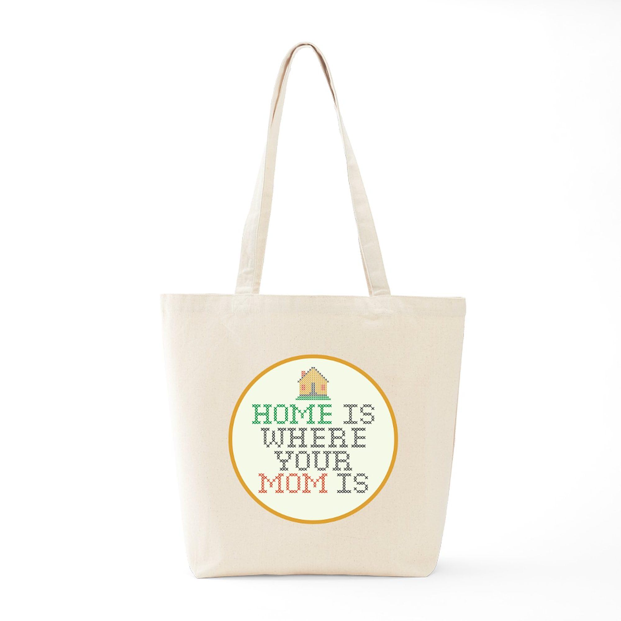 Home Is Where Your Mom Is Tote Bag - Natural Canvas Reusable Grocery Shopping Bag - Eco-Friendly Mother's Day Gift for Women - Perfect for Groceries, Beach Trips & Daily Use