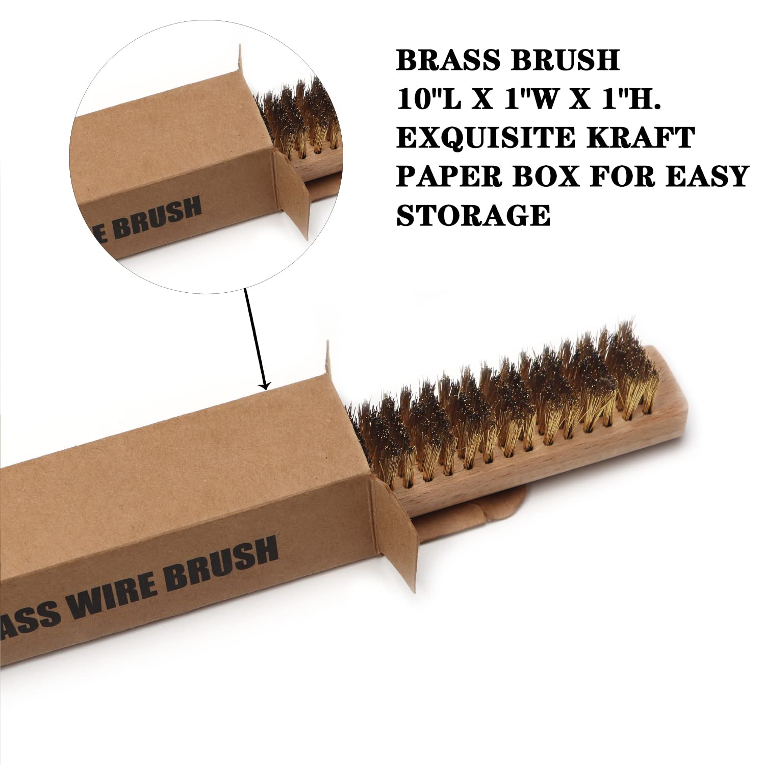 MAXMAN Copper Brass Brush with Soft Bristles – 10 Inch Natural Beechwood Handle for Rust Removal, Metal Surface Cleaning & Texturing – Heavy Duty Wire Brush for DIY, Automotive, Welding & Home Improvement Projects