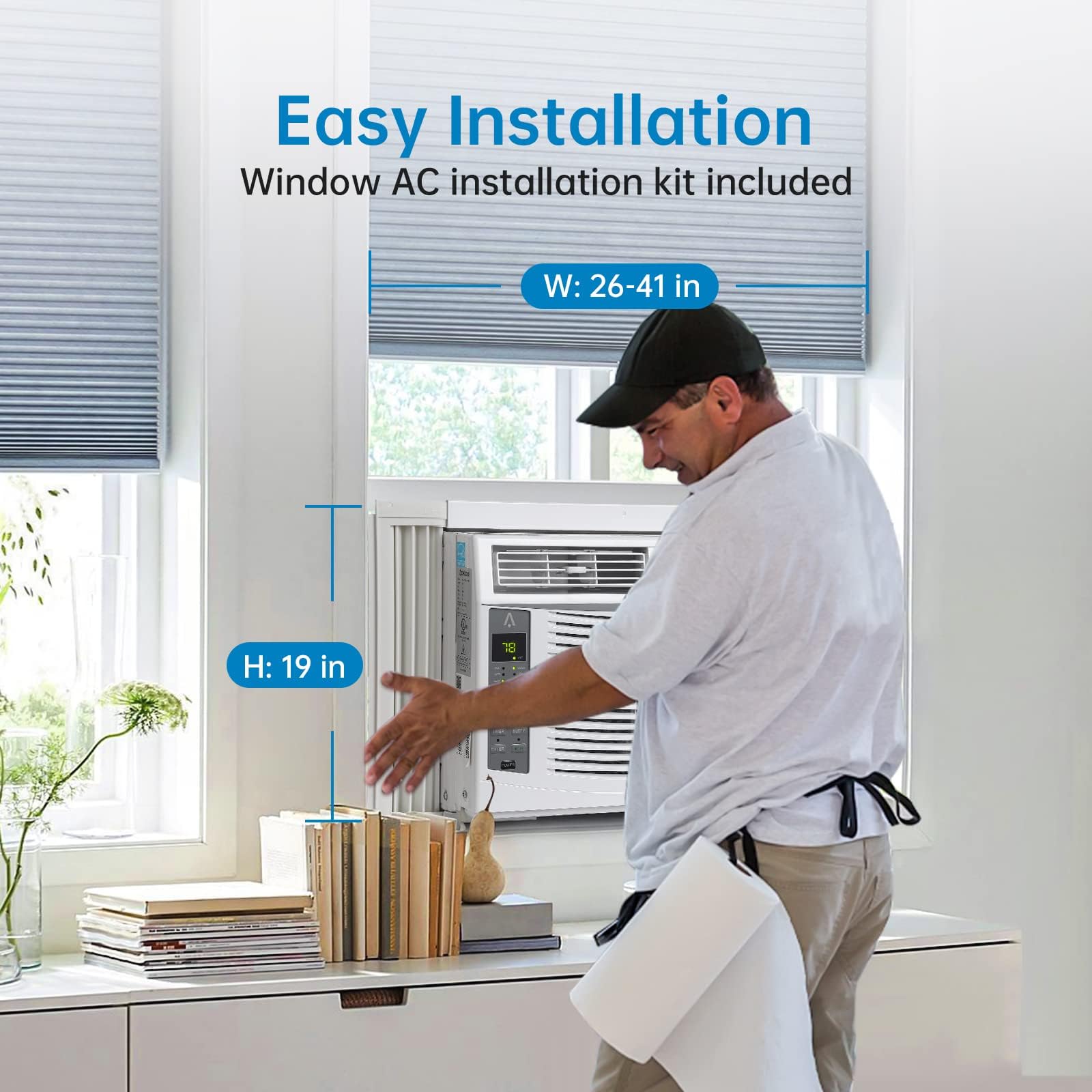 6,000 BTU Smart Wi-Fi Window Air Conditioner with Remote & App Control - Cools 350 Sq. Ft Rooms - Auto Restart & 24H Timer - Perfect for Bedrooms, Offices & Small Apartments (115V/60Hz, White)