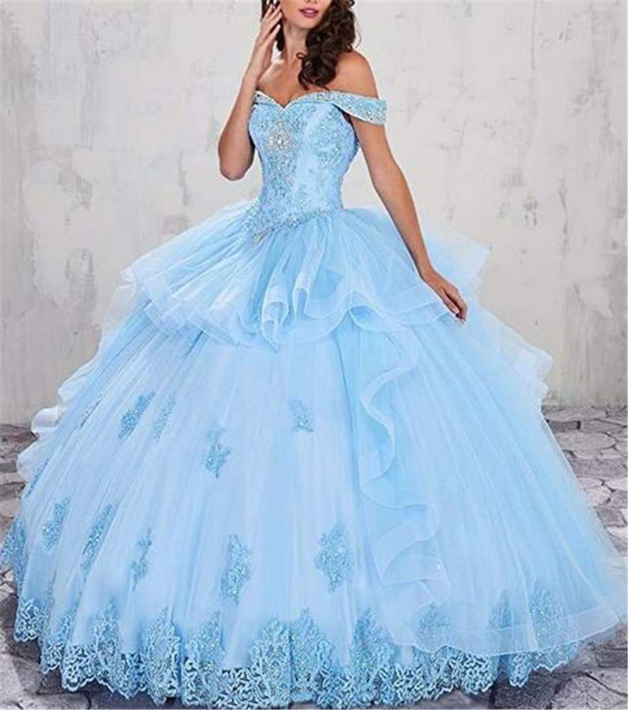 Elegant Yellow Off Shoulder Long Quinceanera Dress with Tulle & Beaded Details - Prom Ball Gown for Women - Perfect for Quinceañeras, Prom Nights, and Formal Events