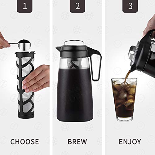 Premium VerticalRising Cold Brew Coffee Maker & Pitcher - 64 fl oz Iced Coffee Maker, Tea Infuser for Loose Leaf & Fruit | Perfect for Home, Office & Outdoor Use