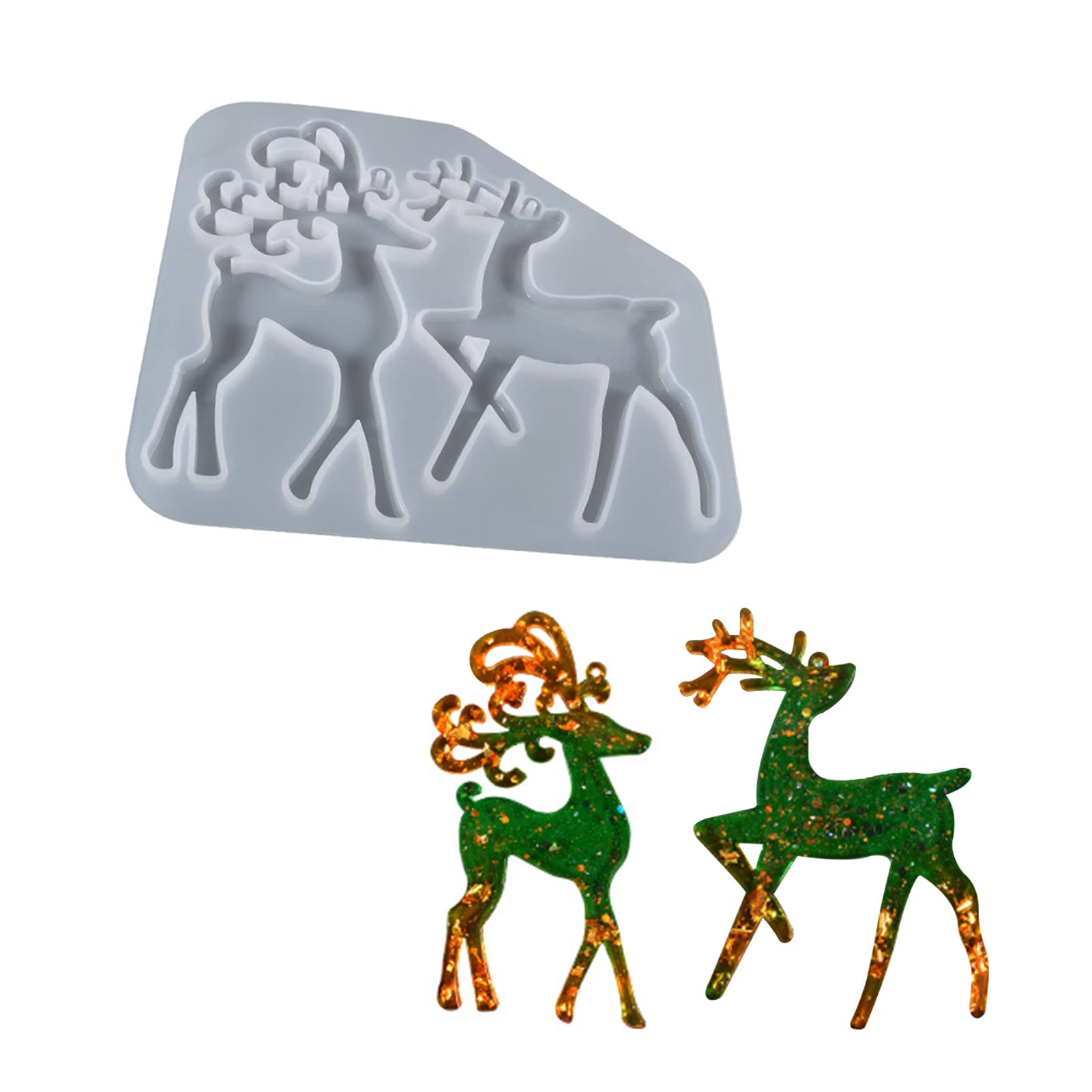 Qoyntuer 3D Resin Christmas Elk Silicone Molds - DIY Epoxy Candle & Fondant Baking Molds Set, Reusable Christmas Tree Candle Molds for Home Decor, Holiday Crafts & DIY Gift Making (Style 01)