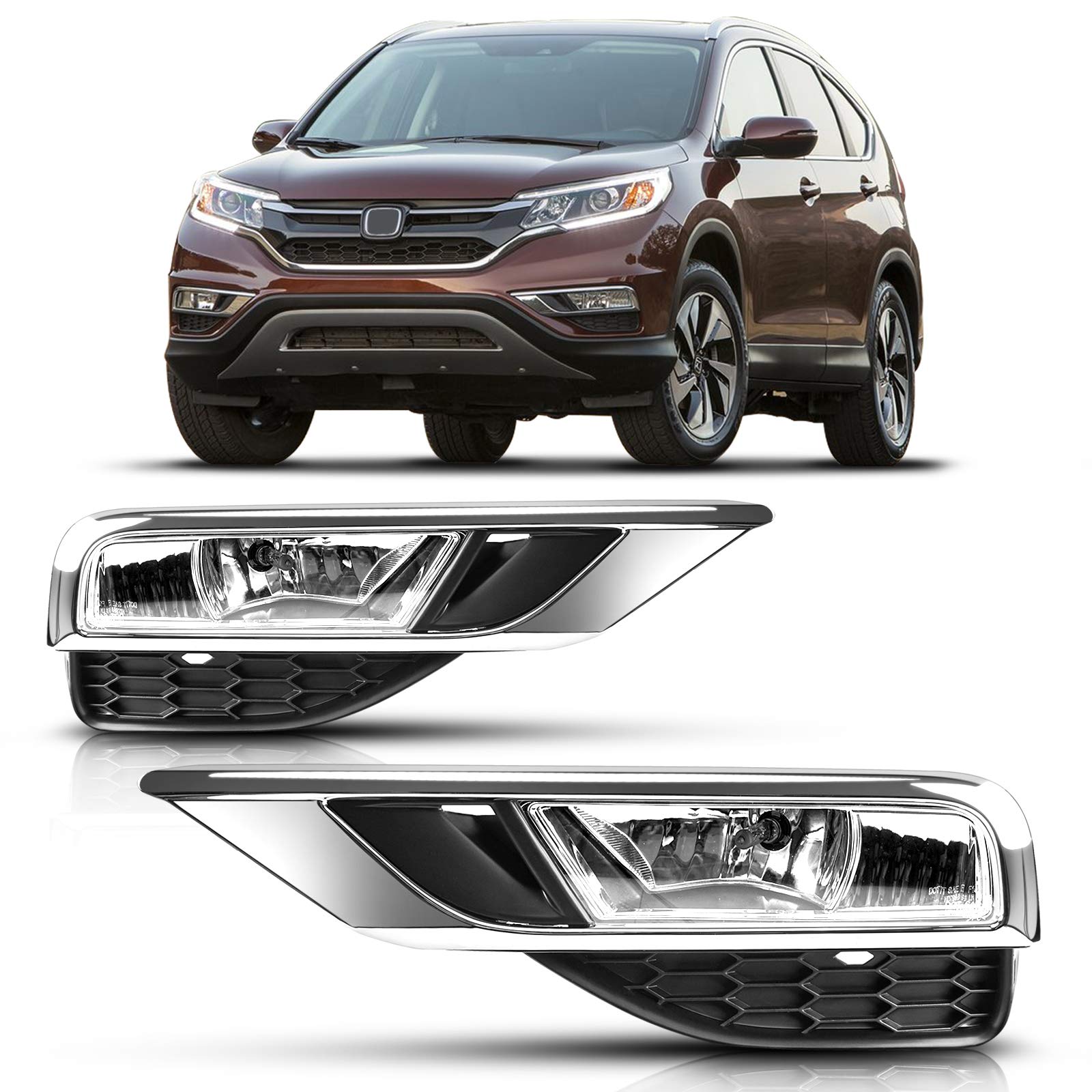 DLAA Fog Lights for Honda CRV 2015 2016 - OE Style Clear Lens Front Bumper Fog Lamps Set (1 Pair) - Perfect for Night Driving & Off-Road Adventures