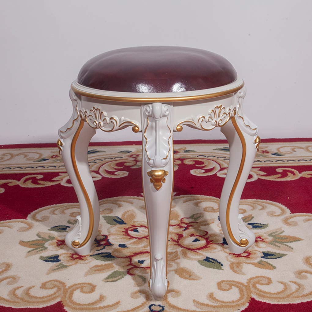 Zyifan Round Upholstered Vanity Footstool - Soft Padded Dressing Chair, Side Table Seat & Piano Bench for Bedroom - Perfect Makeup Stool, Bedroom Decor & Living Room Accent Piece