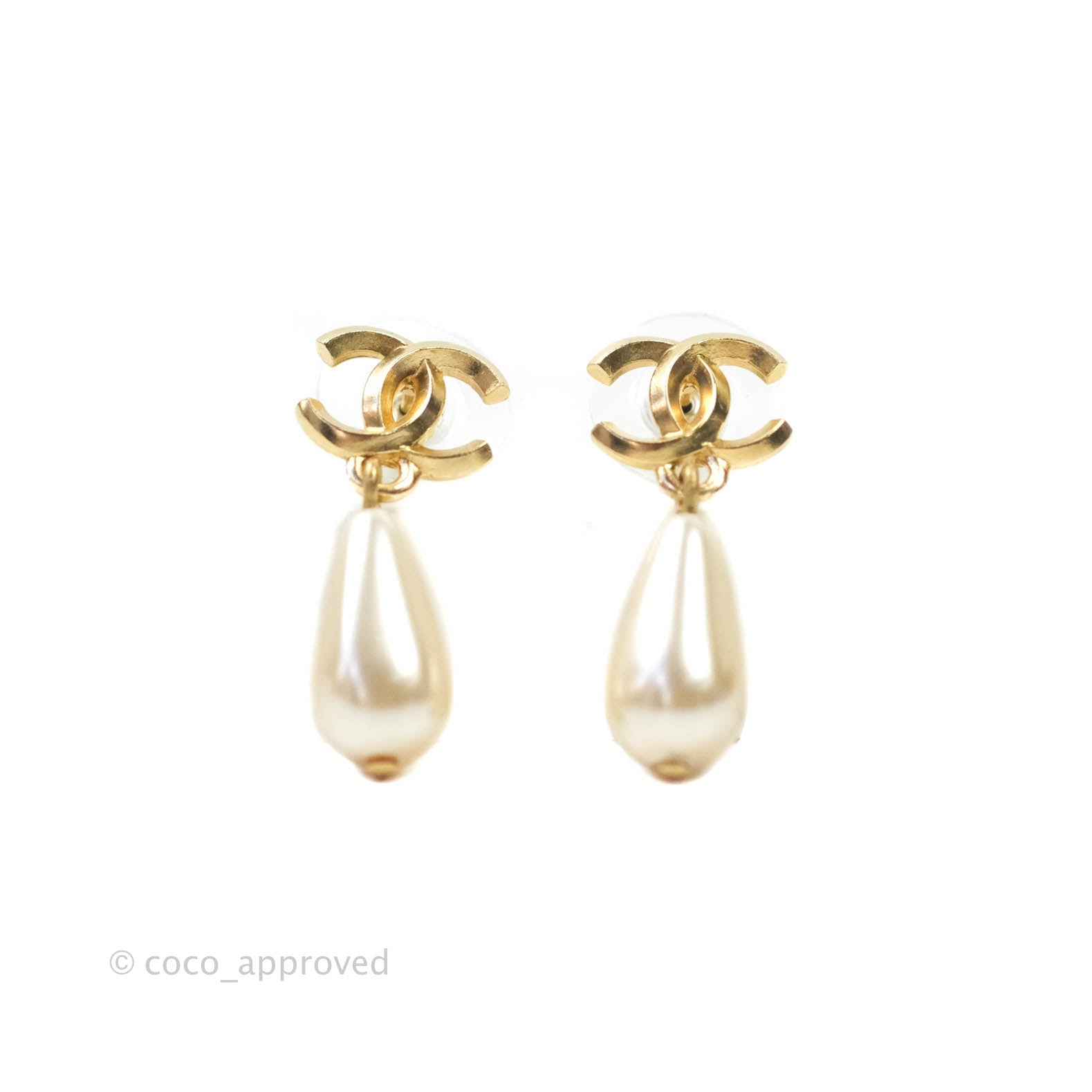Chanel CC Drop Crystal Earrings in Gold Tone - Luxury Fashion Jewelry for Women | Perfect for Parties, Weddings & Special Occasions