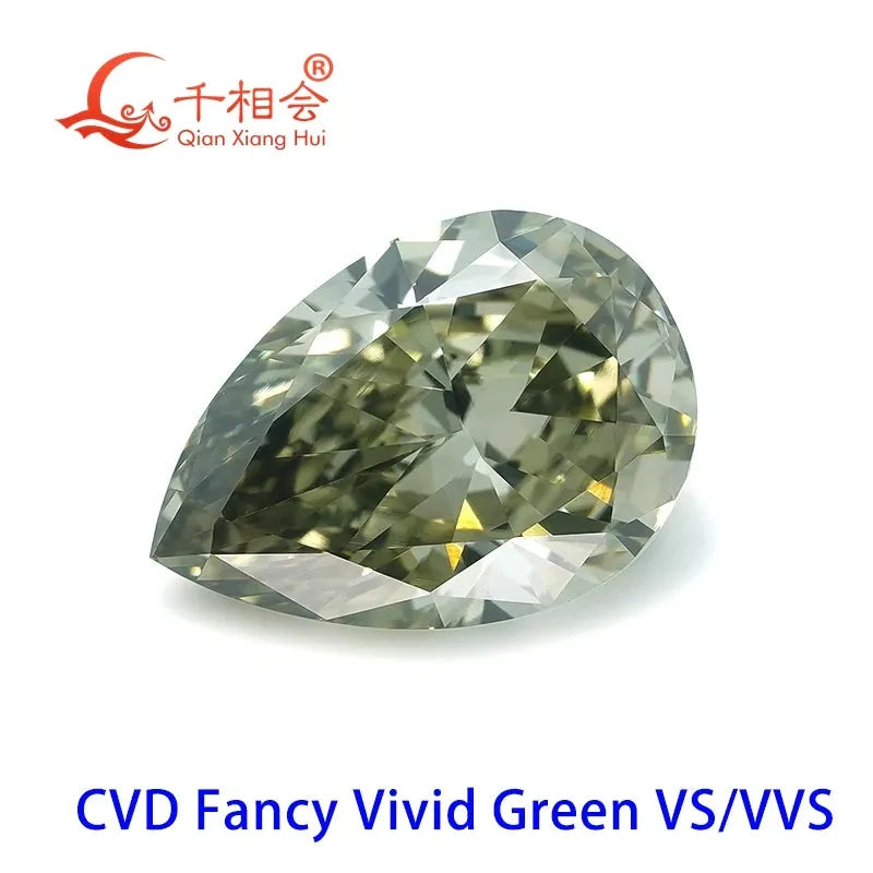 1.147ct VVS2 Lab Grown CVD Diamond - Fancy Vivid Green Pear Shape Loose Stone with GEMID Certification | Engagement Rings, Necklaces & Fine Jewelry Making