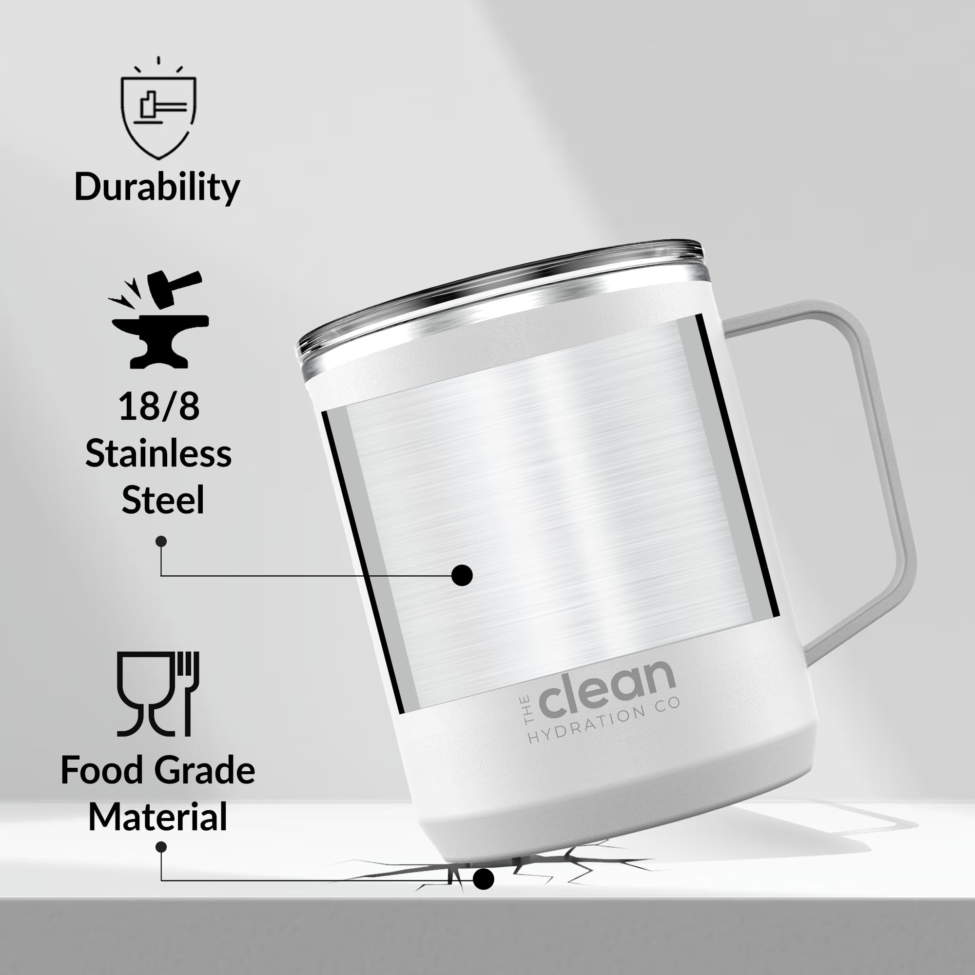 Premium Insulated Coffee Tumbler - 12oz Double Wall Vacuum Travel Mug with Ceramic Lining & Leak-Proof Lid - Keeps Hot/Cold for Hours - Perfect for Commuting, Office, Hiking & Outdoor Activities (White)