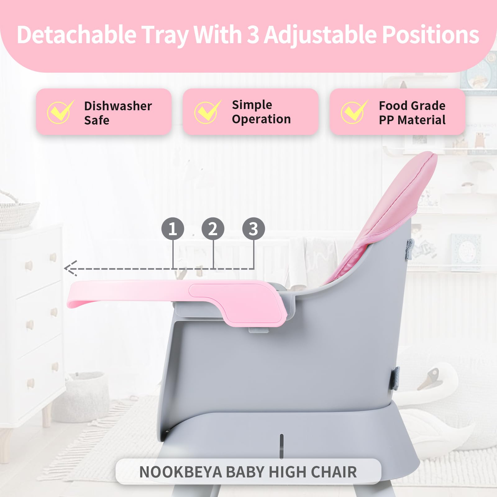 8-in-1 Convertible Baby High Chair with Removable Tray - Adjustable Toddler Learning Table, Building Block Play Table & Kids Stool Set (Pink) - Perfect for Mealtime, Playtime & Early Childhood Development