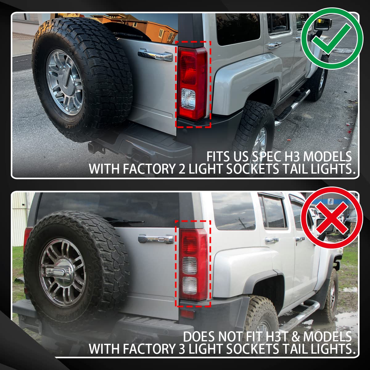 AUTOZENSATION Smoke Lens Tail Lights for 2005-2010 Hummer H3 - Left & Right Pair Assembly - Upgrade Your Vehicle's Style & Safety for Night Driving & Off-Road Adventures