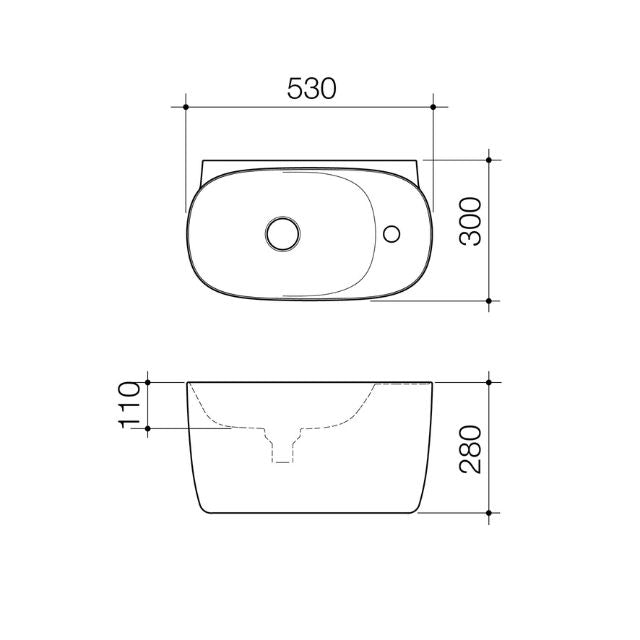 Caroma Contura II Wall Mounted Hand Basin with Single Tap Hole - White | Modern Bathroom Sink for Small Spaces & Powder Rooms