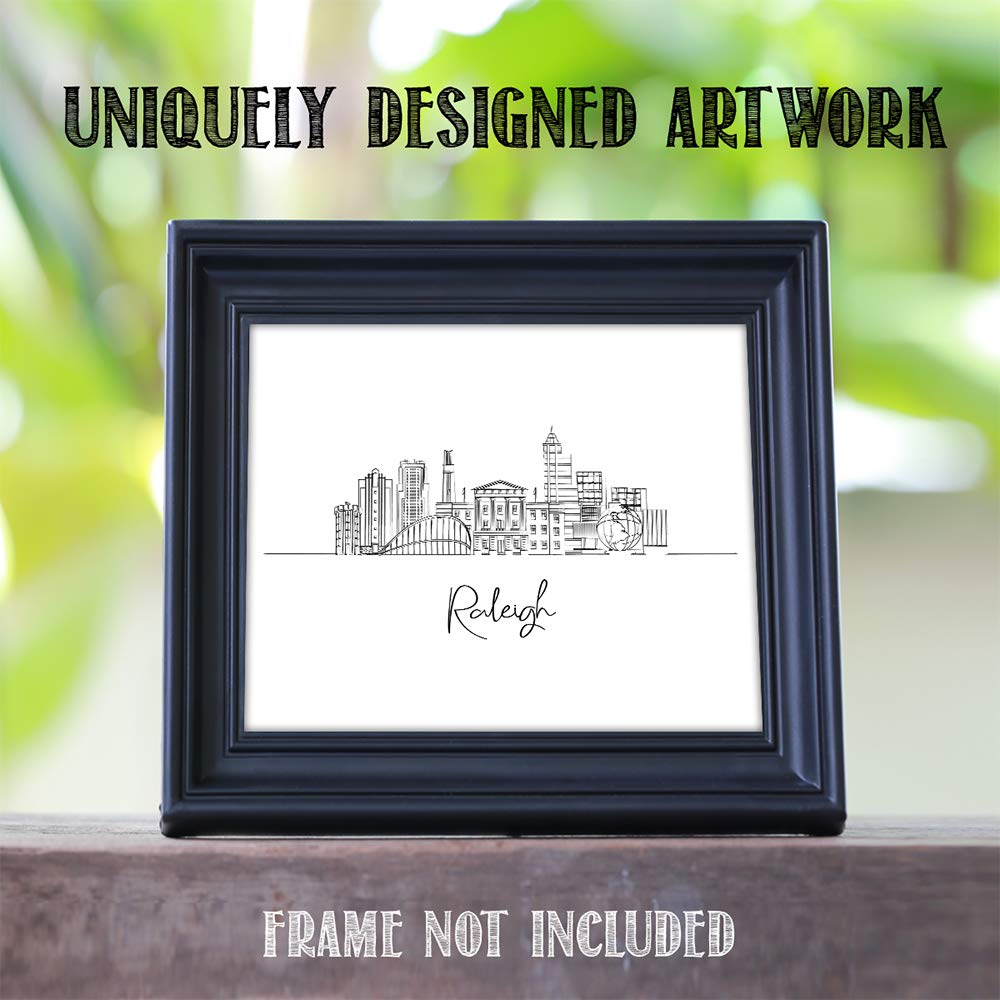 Raleigh Skyline Wall Art Print 11x14 - Unframed Decor for Bedroom & Living Room