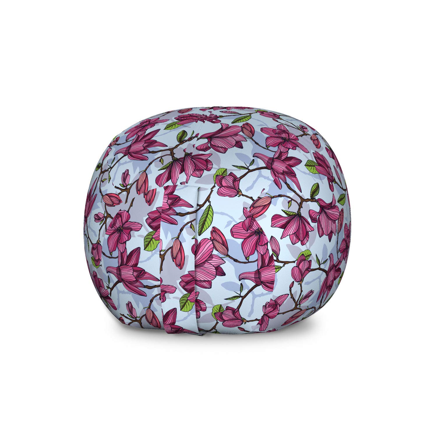 Ambesonne Large Multicolor Magnolia Storage Toy Bag Chair - Spring Theme Flowering Branches with Thriving Petals & Leaves - Washable Stuffed Animal Organizer for Kids' Room, Nursery, or Playroom Storage