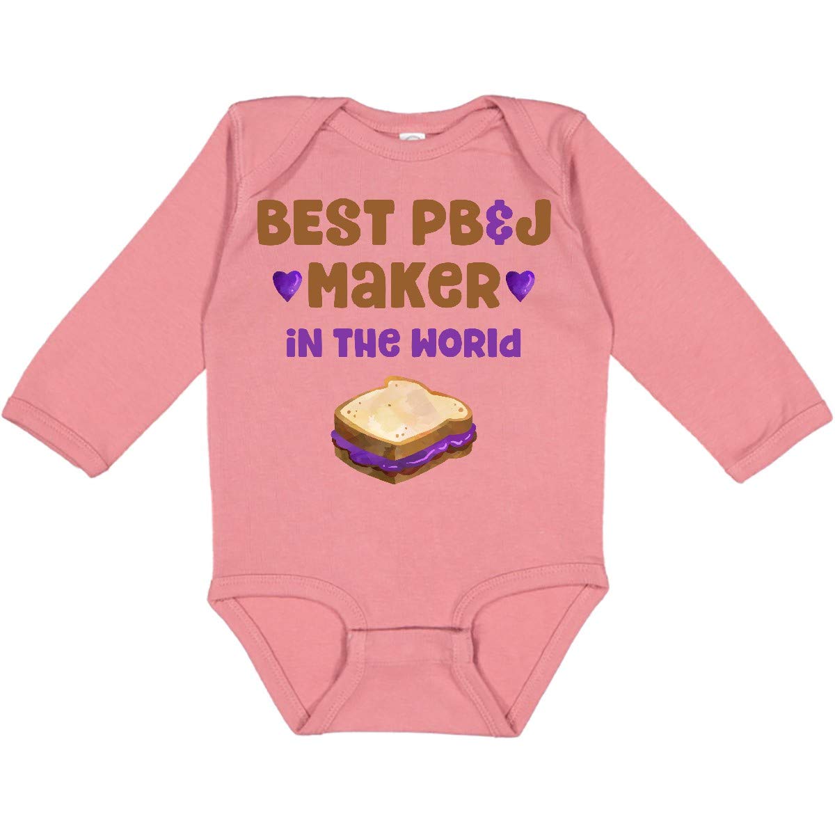 Inktastic World's Best PBJ Maker Long Sleeve Baby Bodysuit - Soft Cotton Onesie for Infants, Cute Unisex Outfit for Playdates & Family Photos