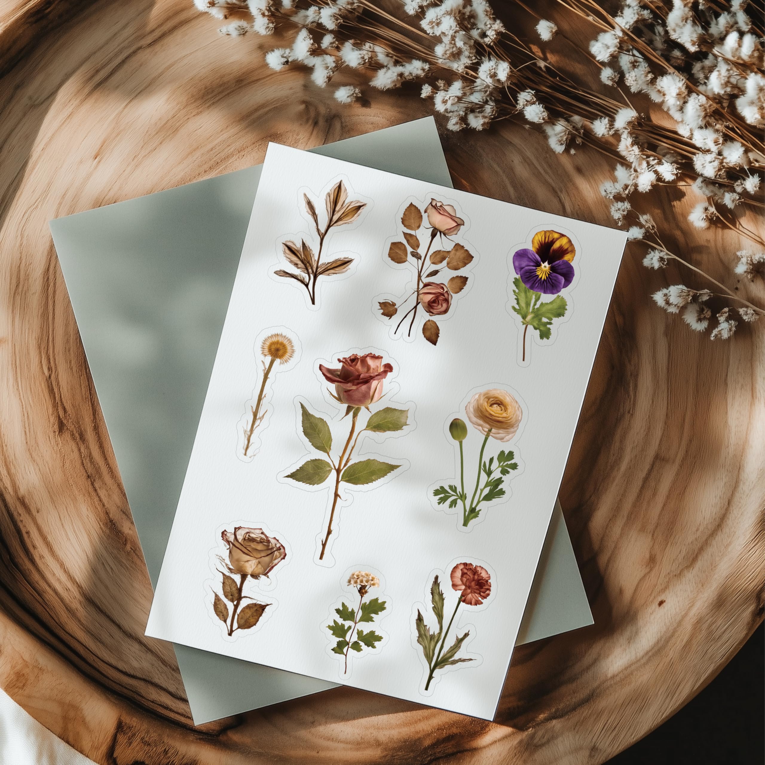 500 Pieces Pressed Flower Stickers (36 Sheets) - Dried Flower Decals for Scrapbooking, Junk Journals, Bullet Journals & Planners - Perfect for DIY Crafts, Memory Books & Stationery Decoration