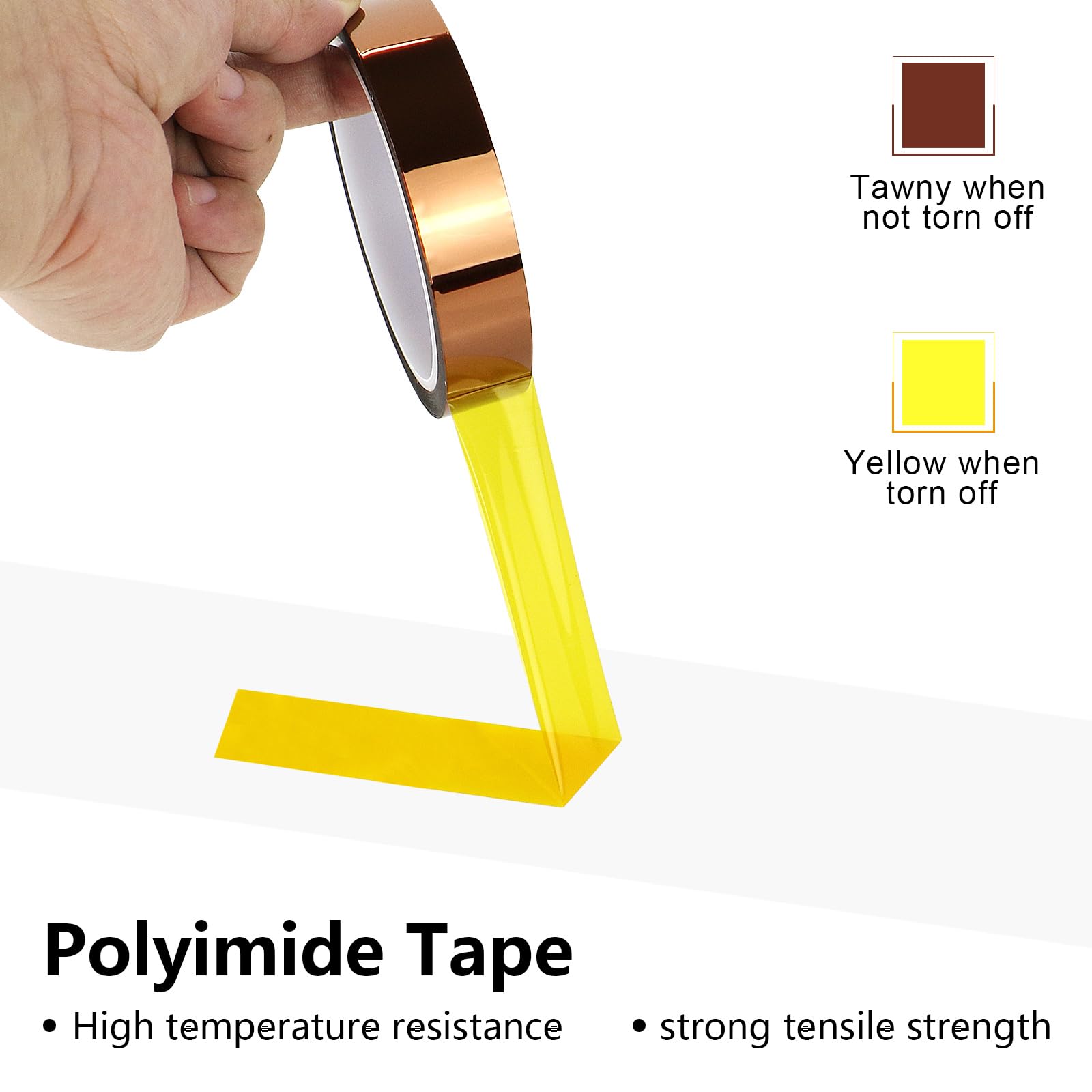 BOMEI PACK High Temperature Resistant Tape - Heat Resistant Polyimide Tape for Heat Transfer, CPU & PCB Protection - Thermal Insulation Tape for Vinyl Press, Circuit Boards (20mm x 33m) - Ideal for Electronics Repair, DIY Crafting & Industrial Applications