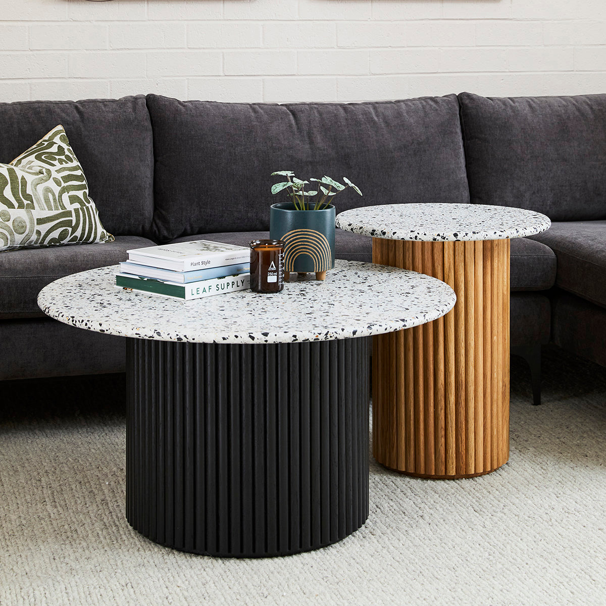 Cosmos Side Table - Solid Oak & Terrazzo Top - Modern End Table for Living Room, Bedroom, or Office - Perfect Nightstand and Accent Table for Small Spaces