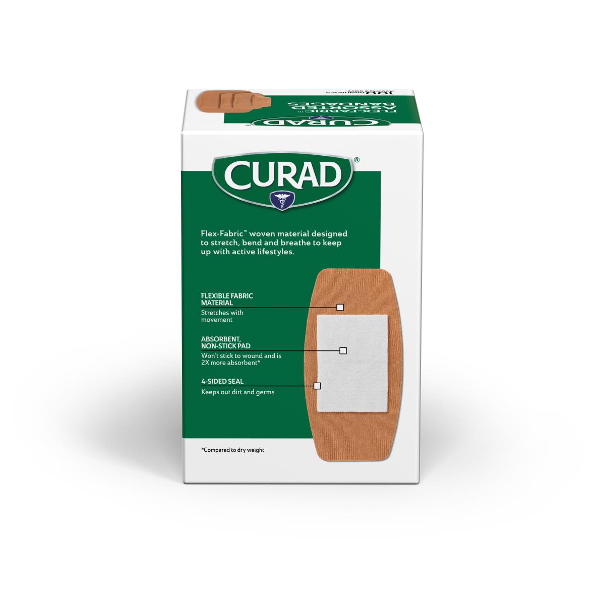CURAD Flex Fabric Bandages - 24 Pack | Waterproof, Breathable, Flexible Adhesive Bandages for Cuts, Scrapes & Wounds | First Aid Essential for Home, Office & Travel