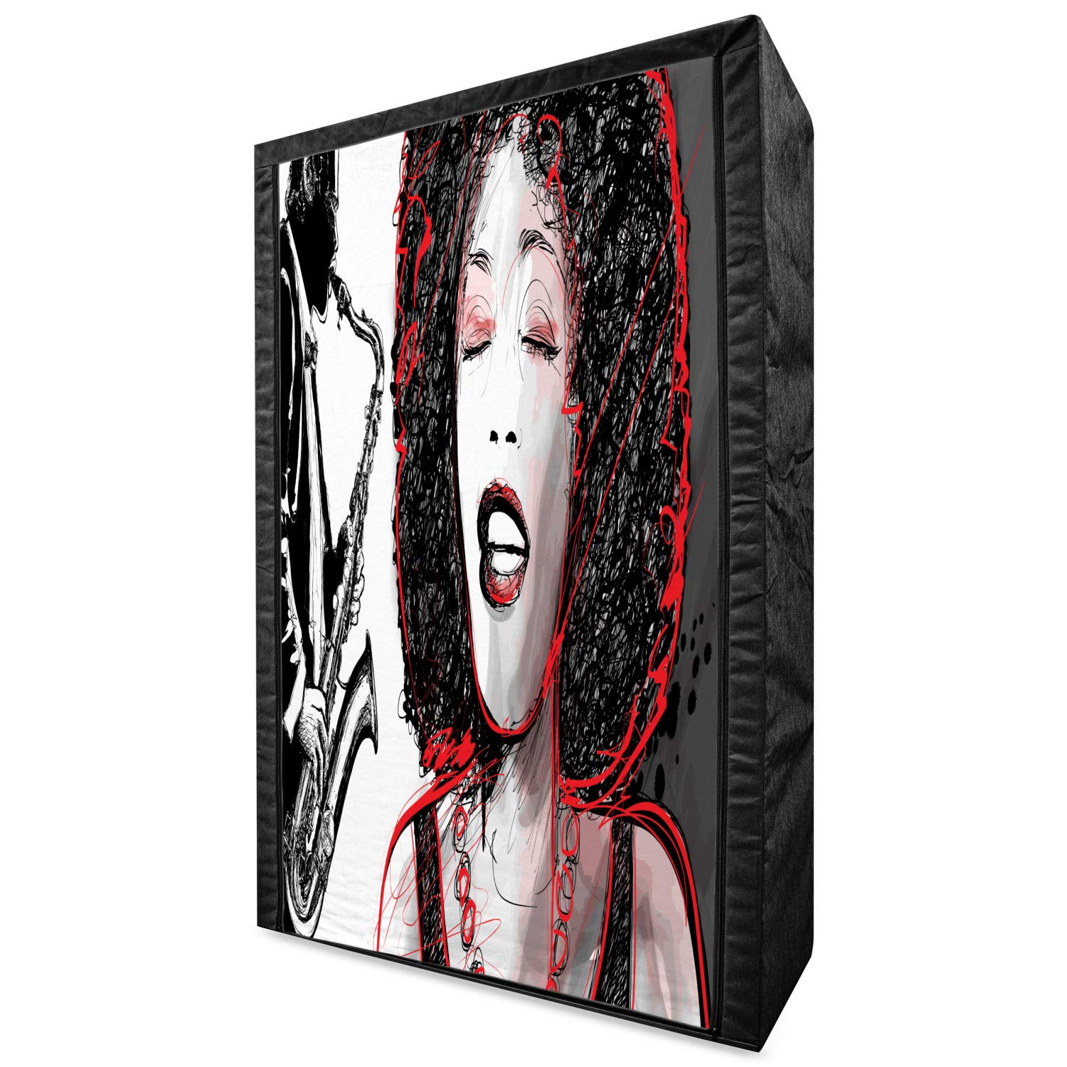 Ambesonne African Print Portable Fabric Wardrobe with Shelves - 42.5
