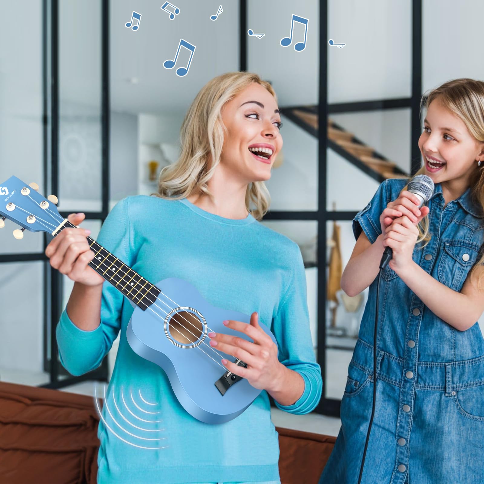 **Soprano Ukulele for Beginners & Adults - 21 Inch Hawaiian Ukulele with 4 Strings, Basswood Body, Blue - Perfect for Kids, Students, Travel & Beach Music**