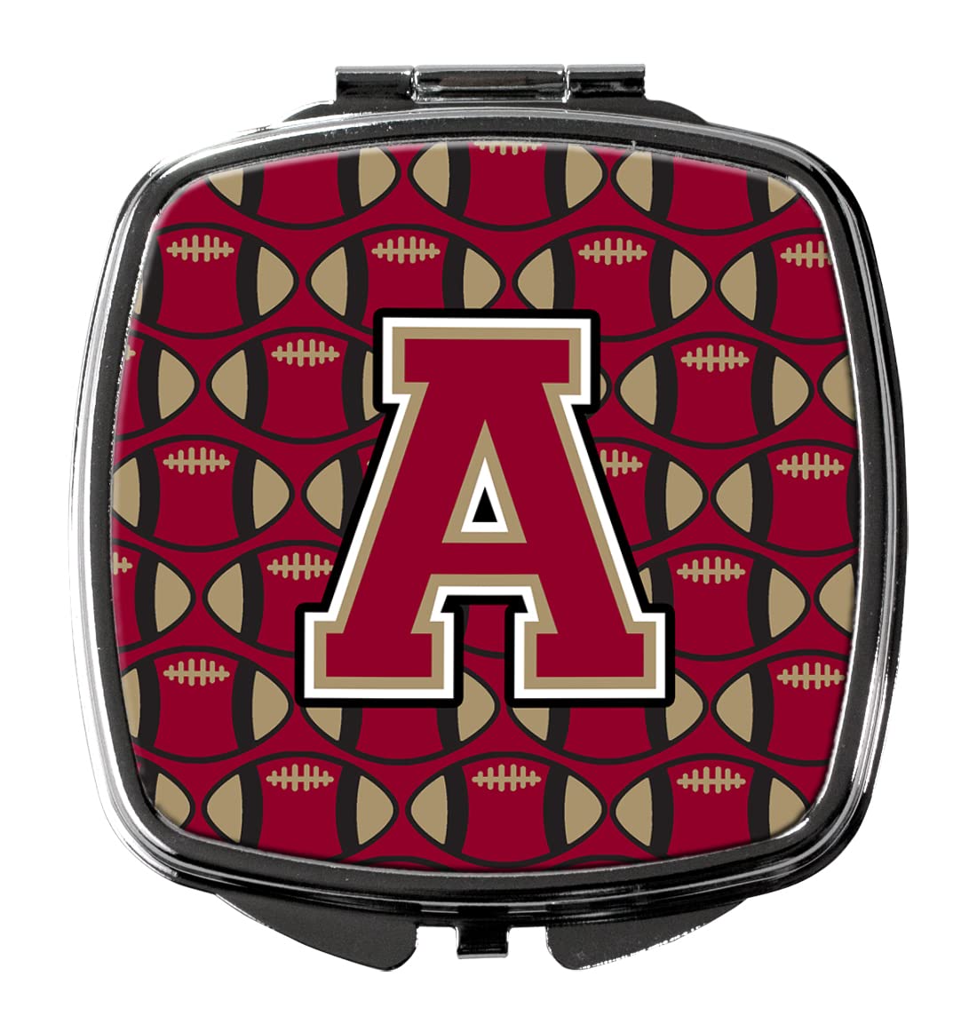Caroline's Treasures CJ1078-ASCM Letter A Football Garnet & Gold Compact Mirror - Decorative Travel Makeup Mirror for Women & Girls, Perfect Gift, Folding Handheld Pocket Mirror for Purse, Football Game Tailgating, Home Decor & Travel Essentials