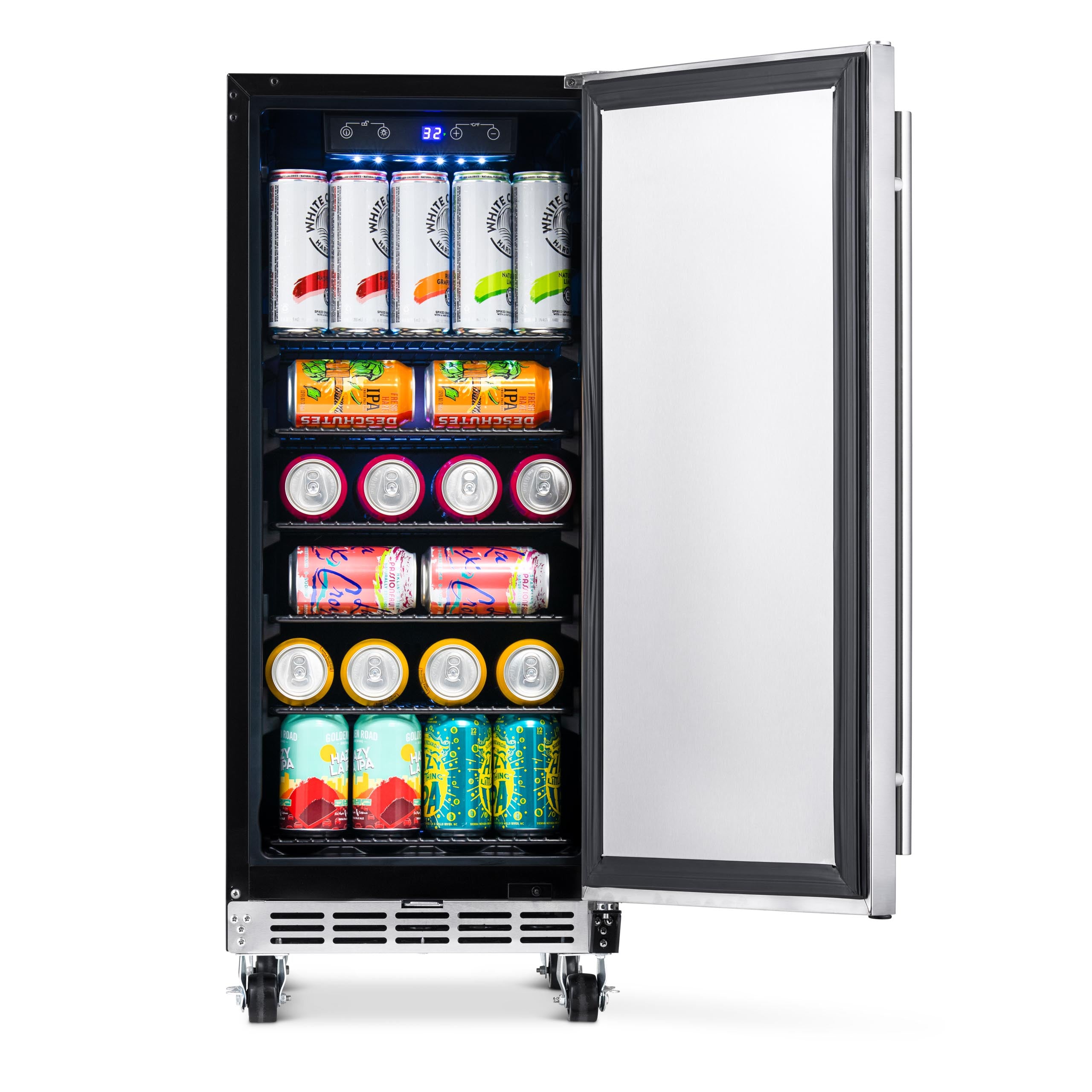 Newair® 90 Can Built-In Outdoor Beverage Refrigerator - Energy Efficient Compact Beer Cooler for Patio, Poolside & Backyard Entertaining